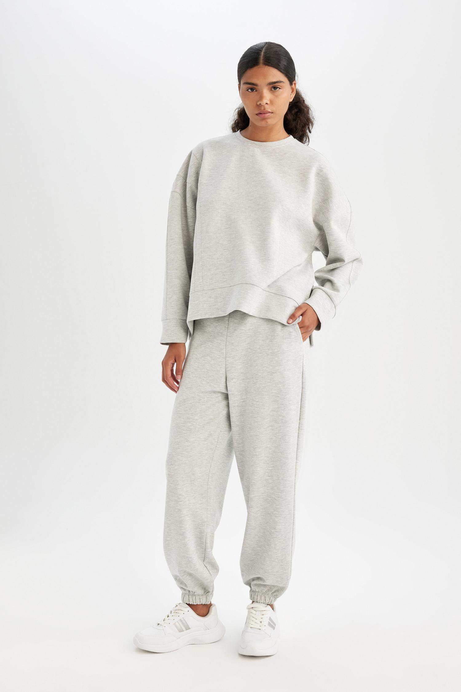 DeFactoFit Crew Neck Scuba Diving Fabric Sports Sweatshirt