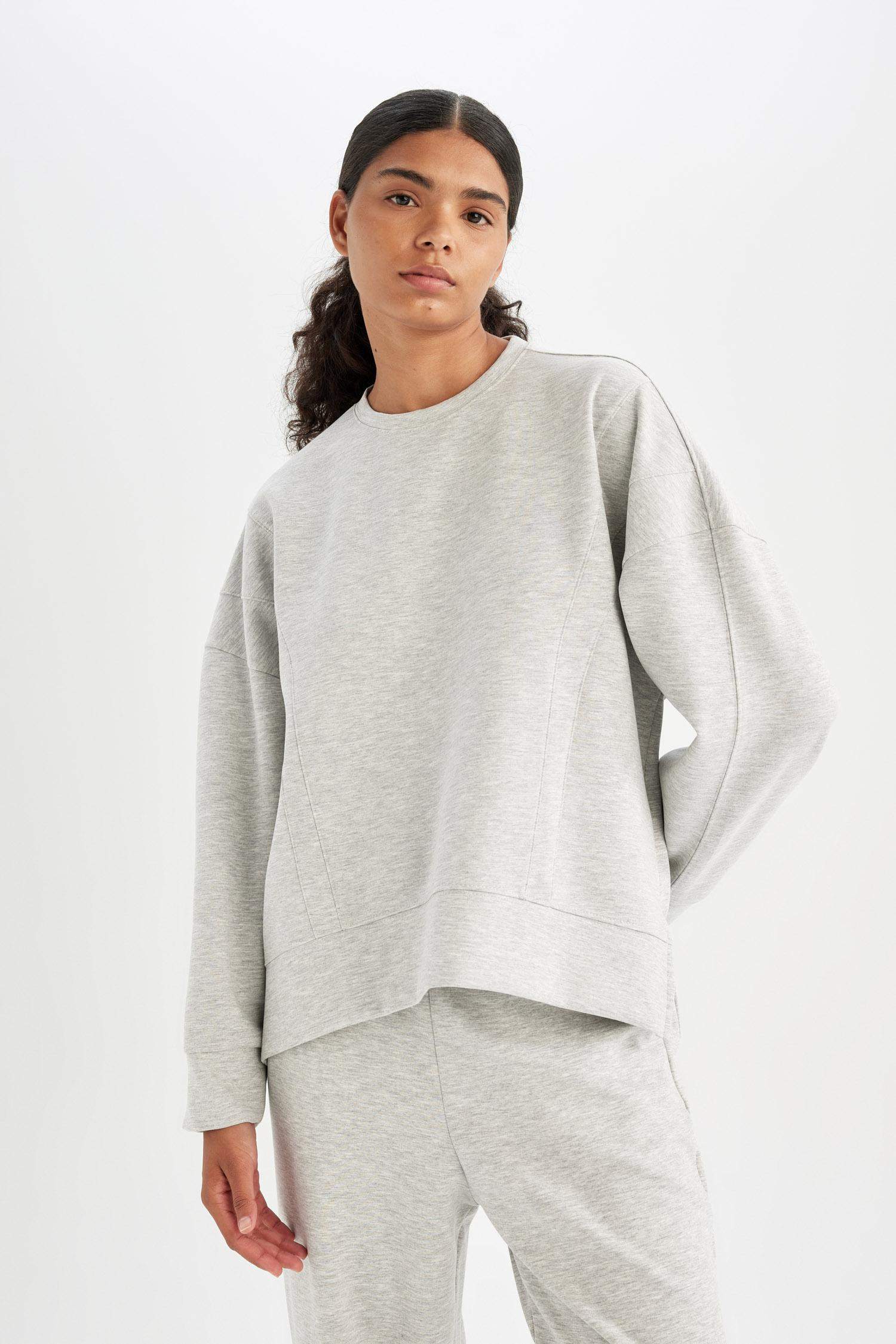 DeFactoFit Crew Neck Scuba Diving Fabric Sports Sweatshirt