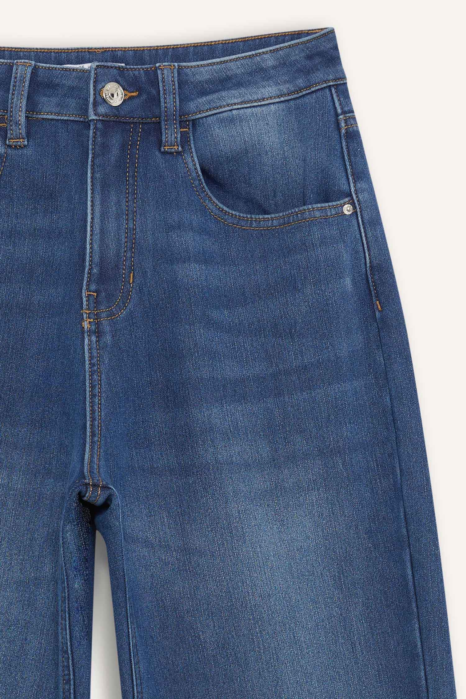 Relax Fit Yüksek Bel Uzun Jean Pantolon