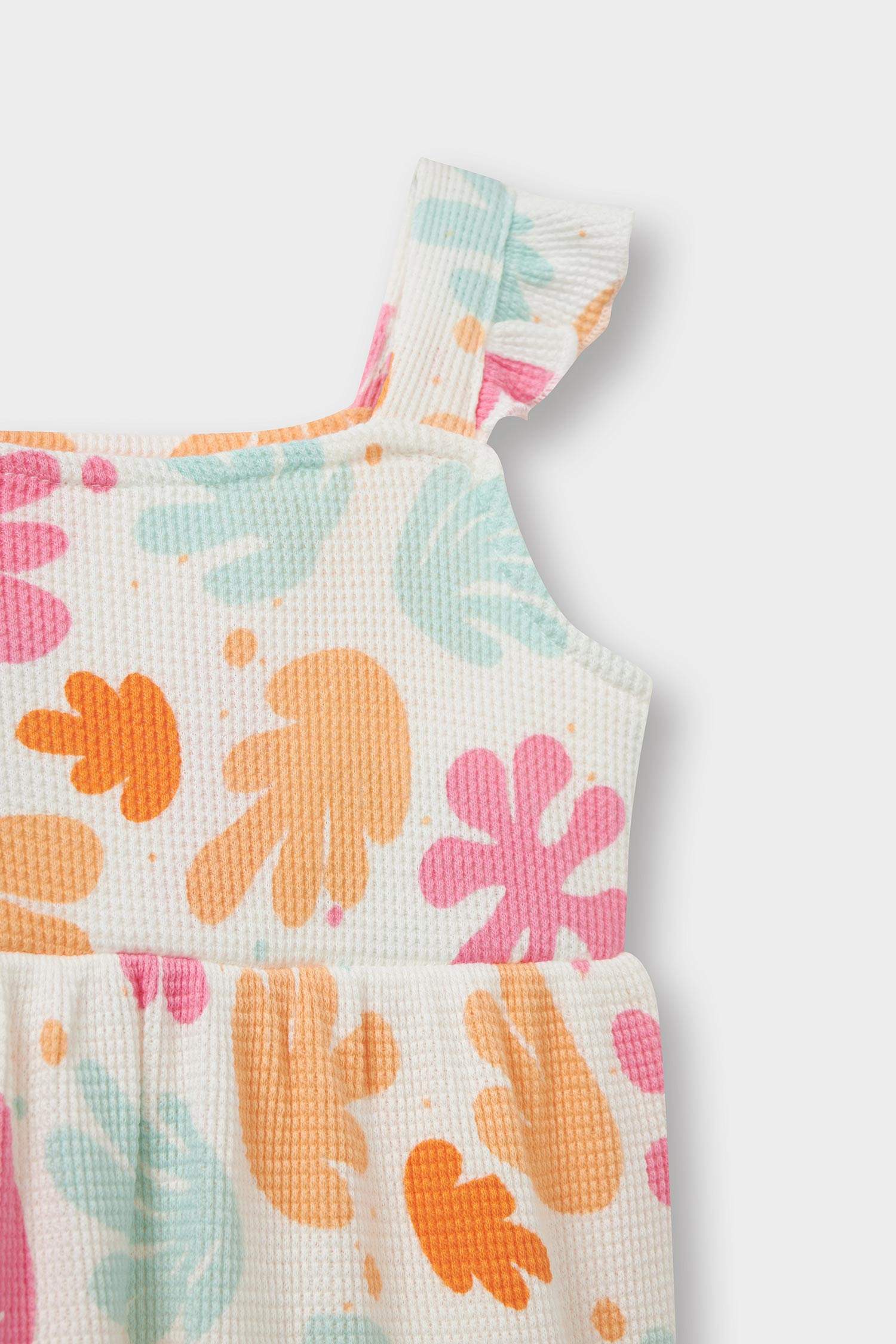 فستان بيبي بناتي وافل قصة عادية بحمالات