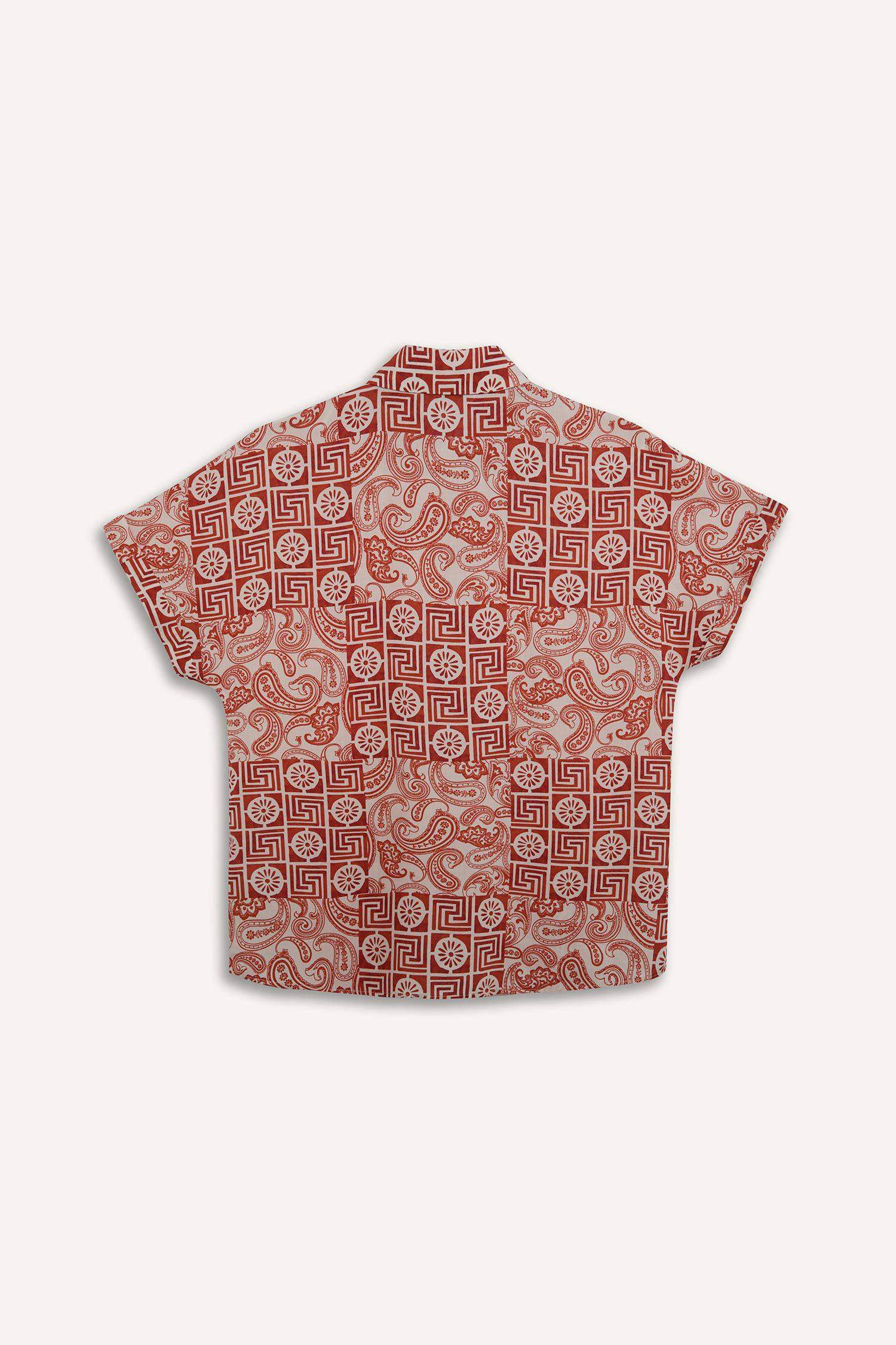 Regular Fit Desenli Kısa Kollu Gömlek