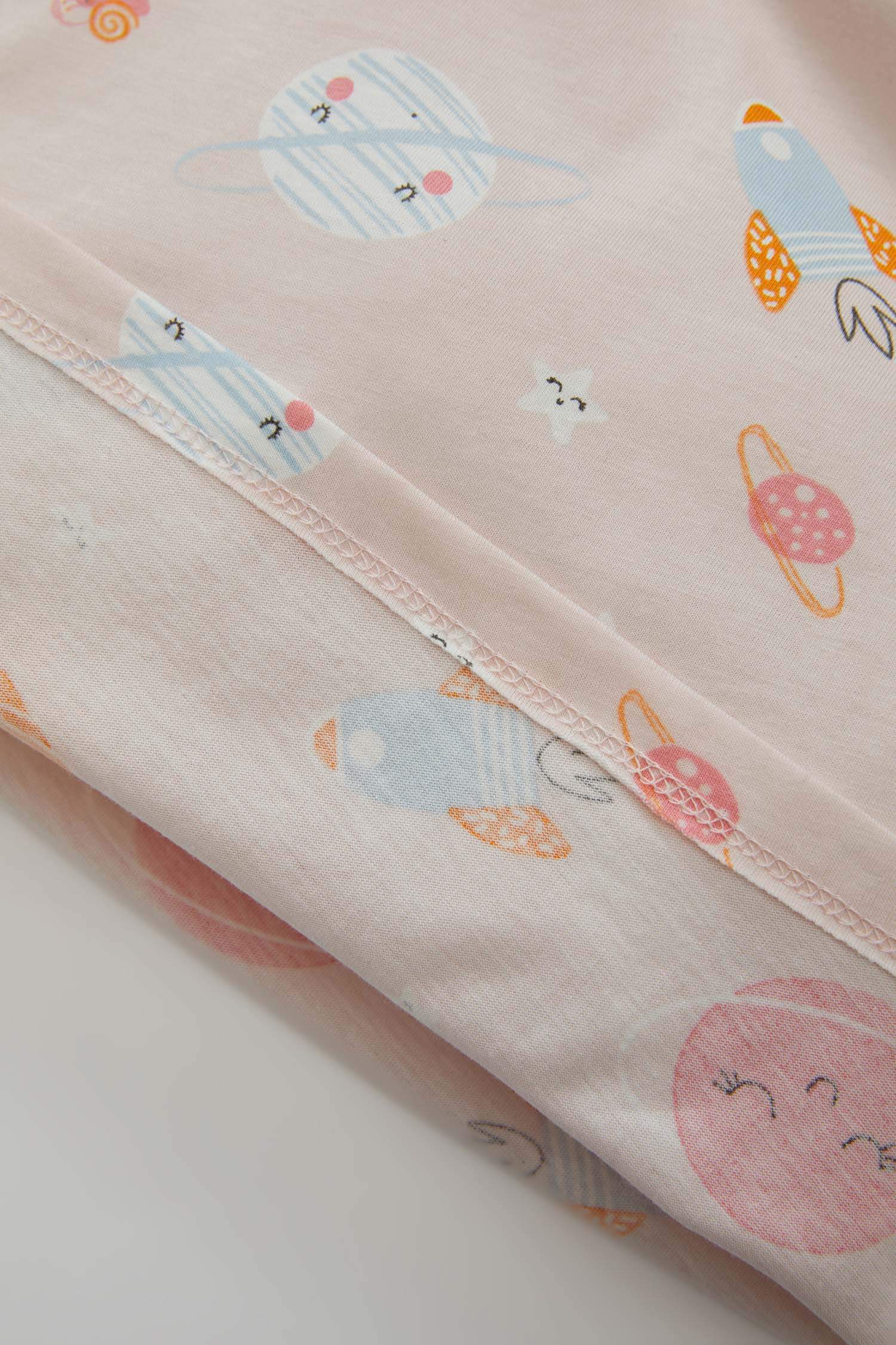 بيجاما بنات ممشط مطبوعة من قطن 6 قطعتين