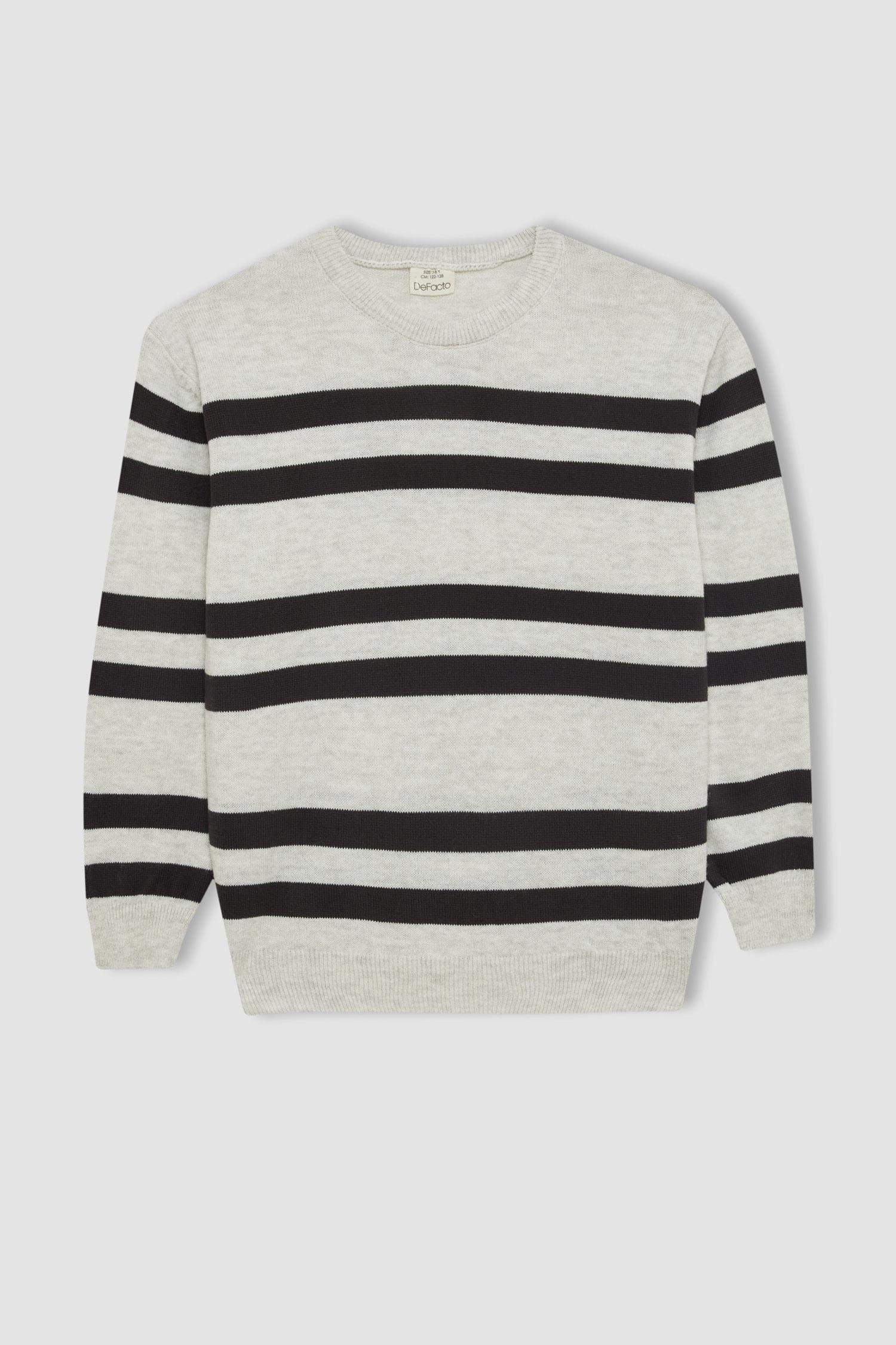 Erkek Çocuk Bisiklet Yaka Çizgili Triko Kazak