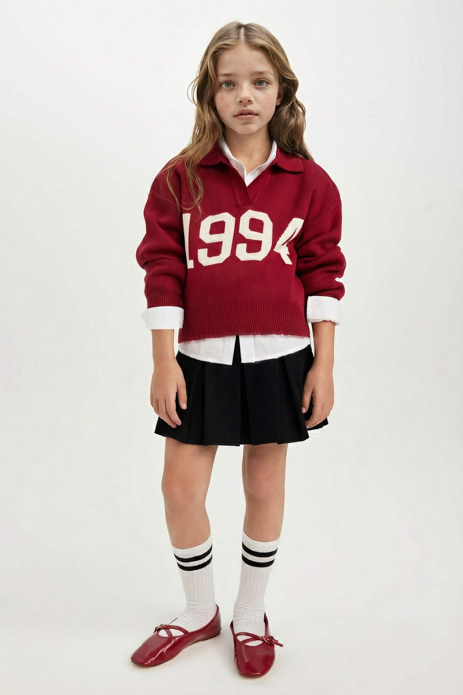 بلوفر قصة عادية برقبة بولو