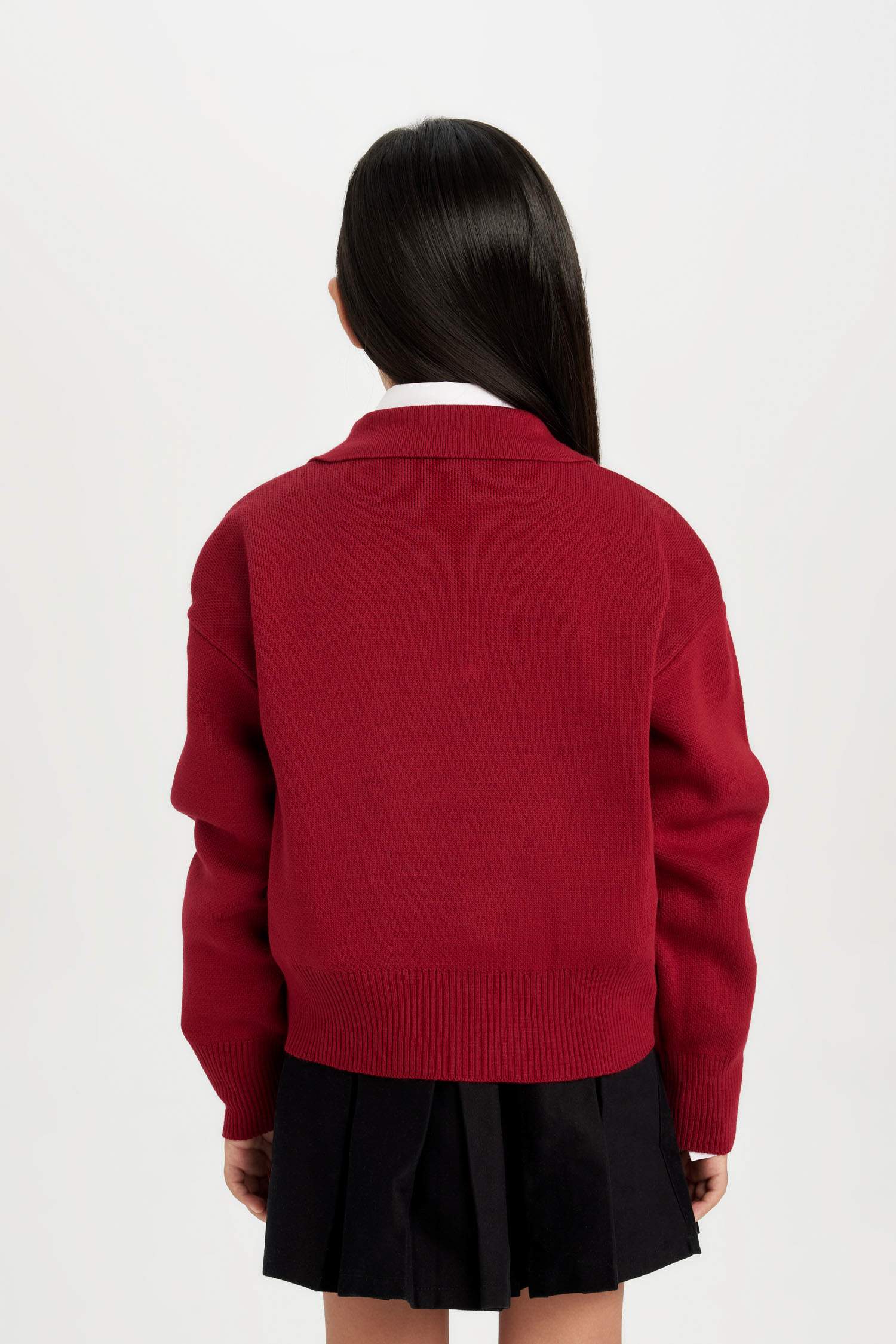 Girl Red Polo Neck Knitwear Pullover
