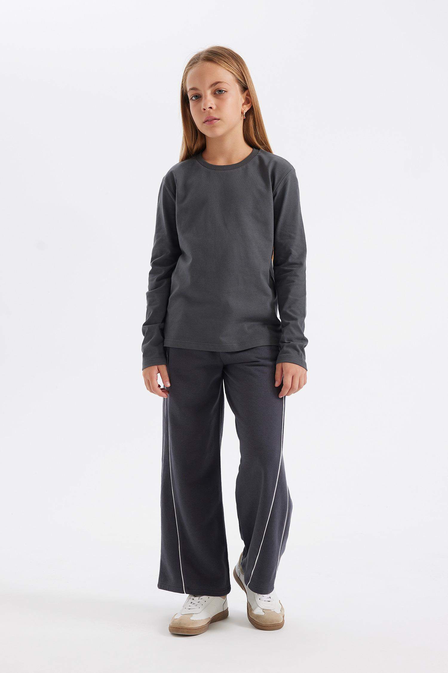 Kız Çocuk Wide Leg Geniş Bol Paça Beli Lastikli Eşofman Altı