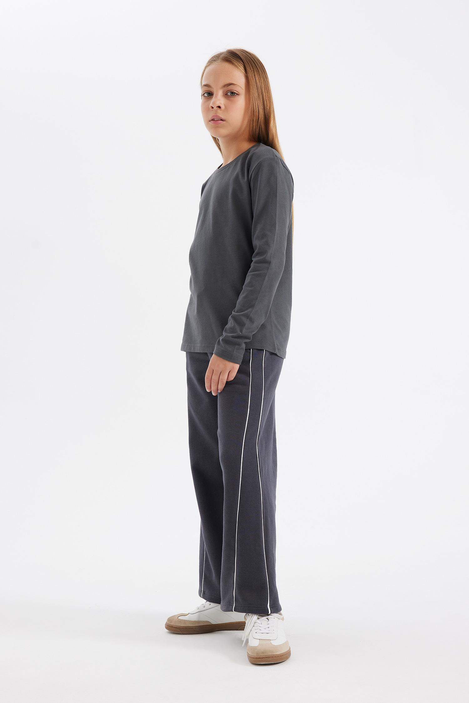 Kız Çocuk Wide Leg Geniş Bol Paça Beli Lastikli Eşofman Altı