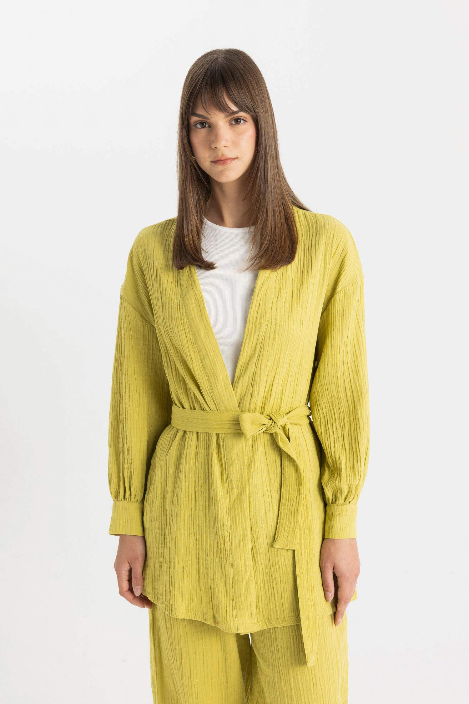 Relax Fit V-Neck Muslin Kimono