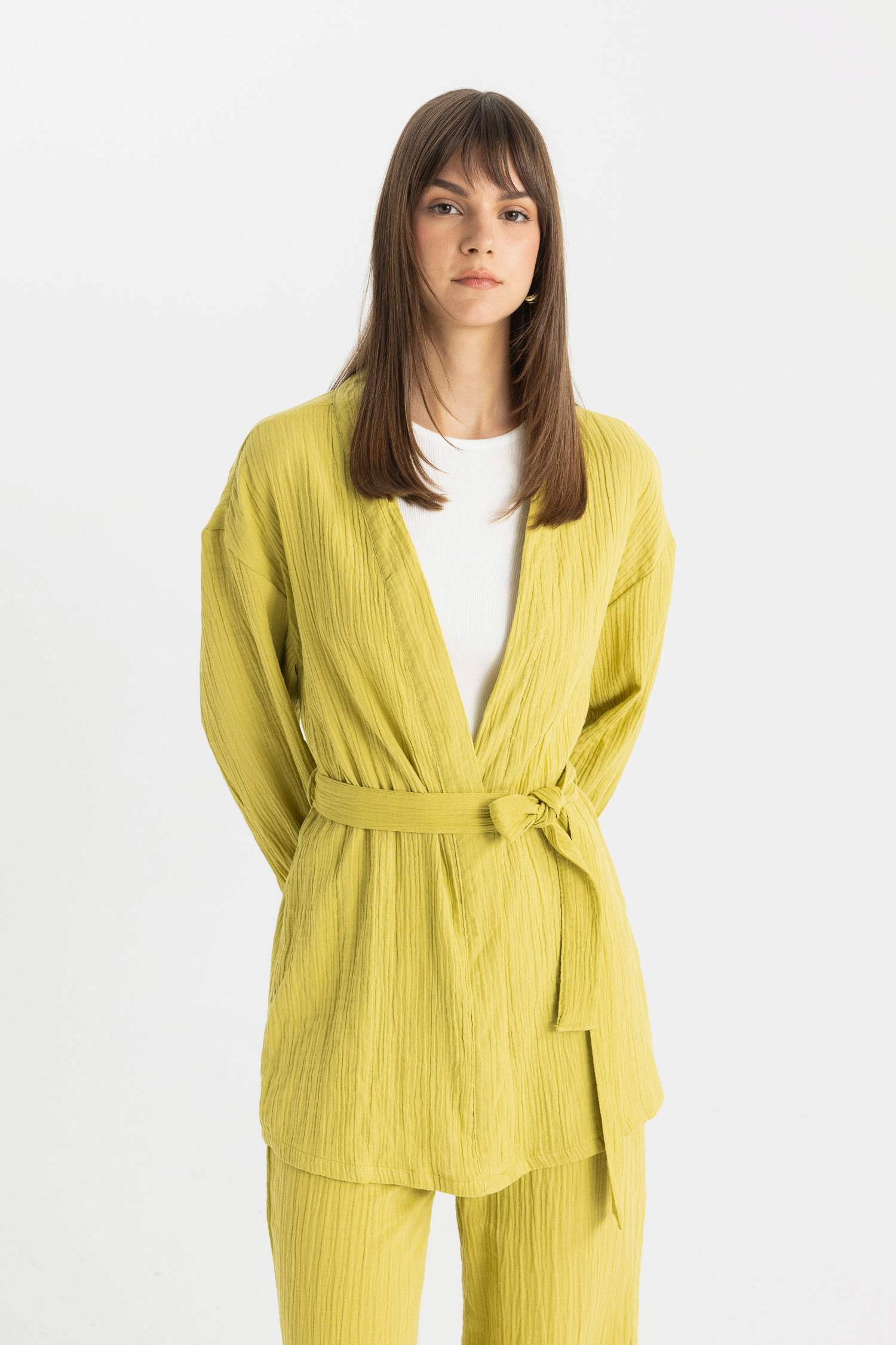 Relax Fit V-Neck Muslin Kimono