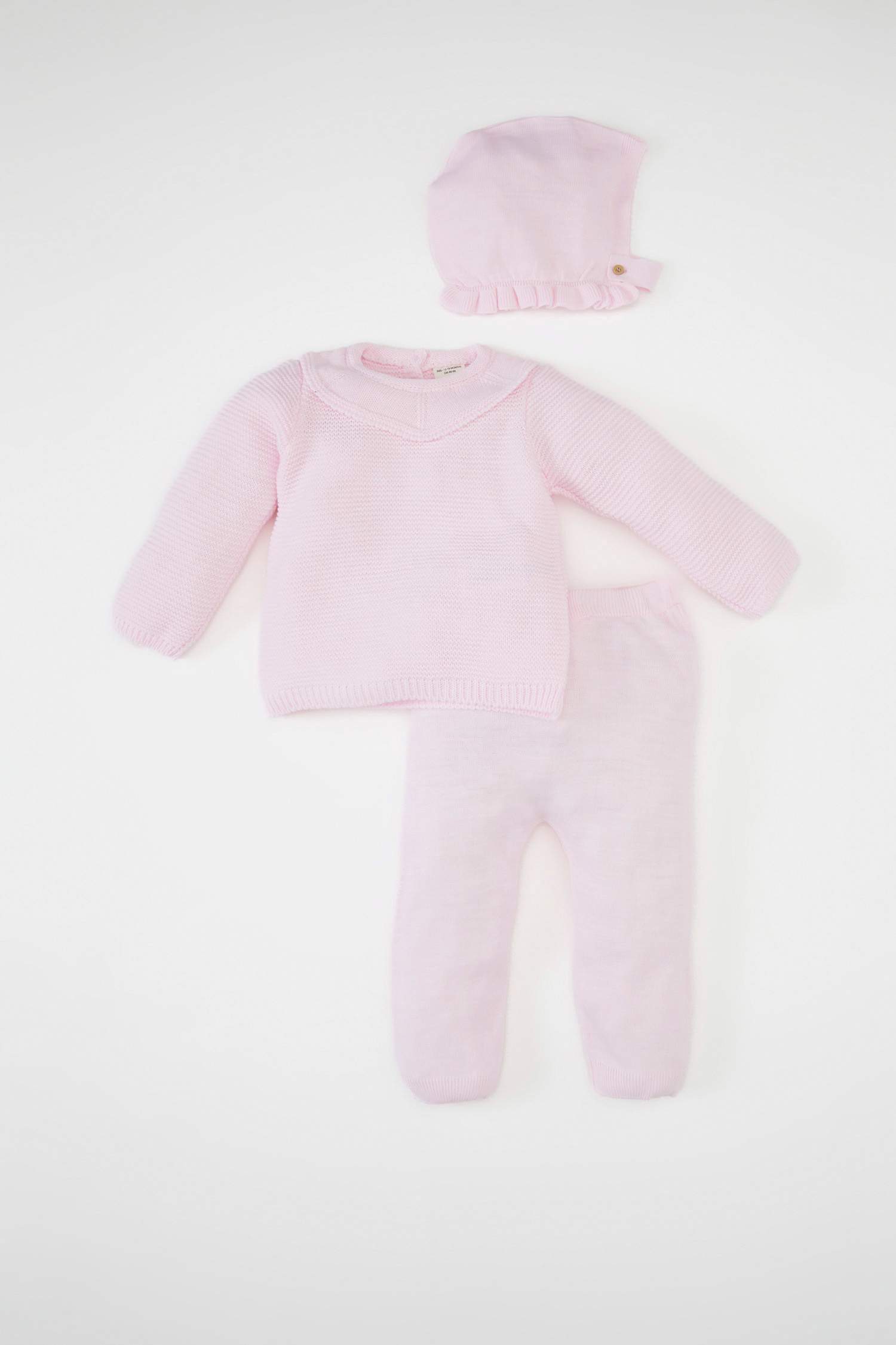 Baby Girl Pullover Pants Beanie 3 Piece Set