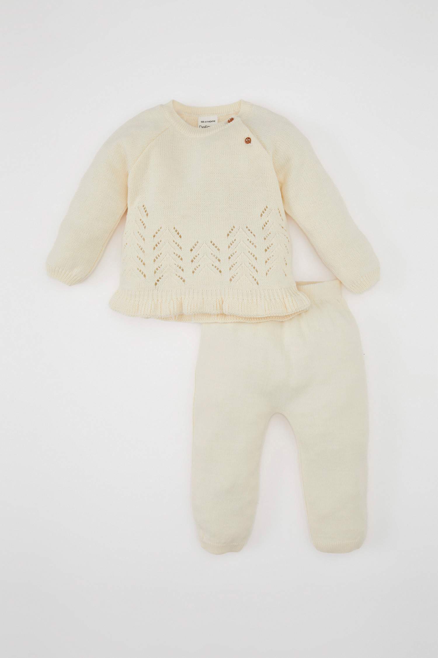 Kız Bebek Yılbaşı Temalı 2'li Triko Takım Uzun Kollu Üst Beli Lastikli Alt