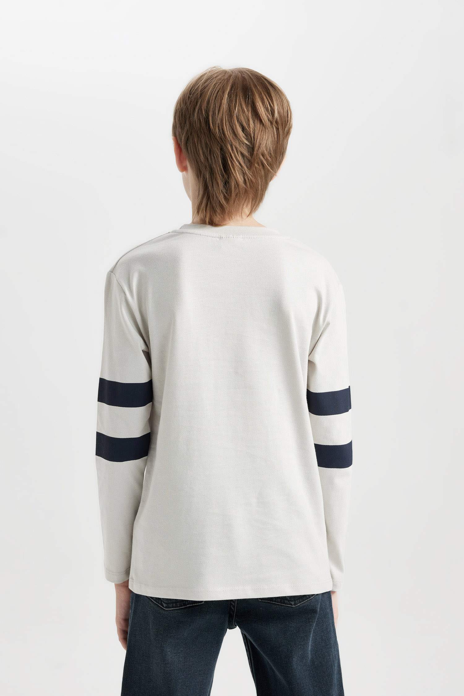 Erkek Çocuk Bisiklet Yaka Baskılı Uzun Kollu Tişört