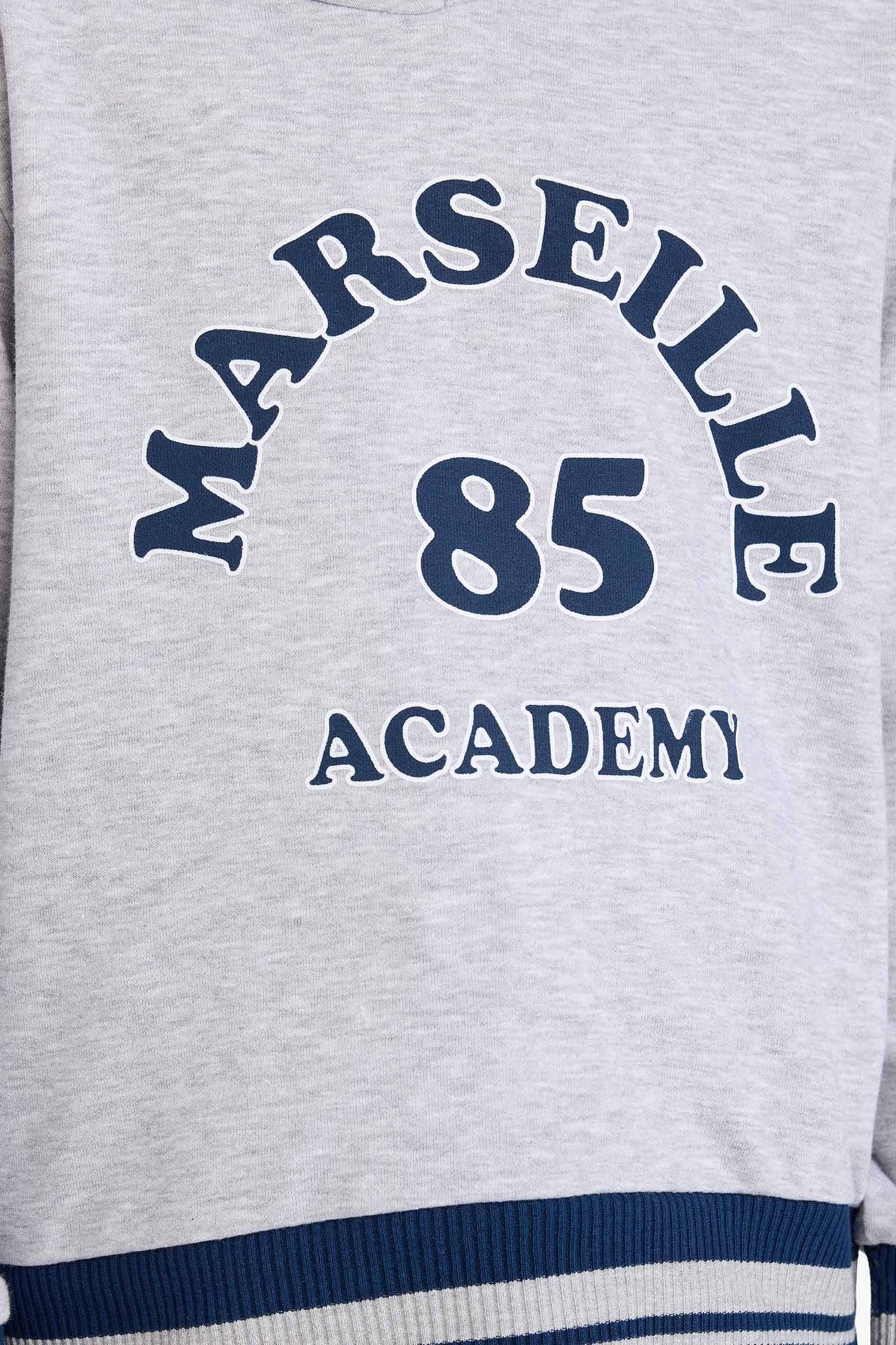 Erkek Çocuk Gri Baskılı Kapüşonlu Sweatshirt