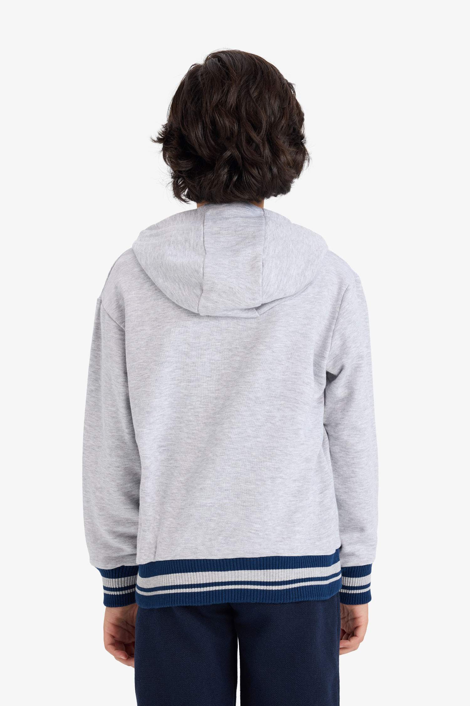 Erkek Çocuk Gri Baskılı Kapüşonlu Sweatshirt