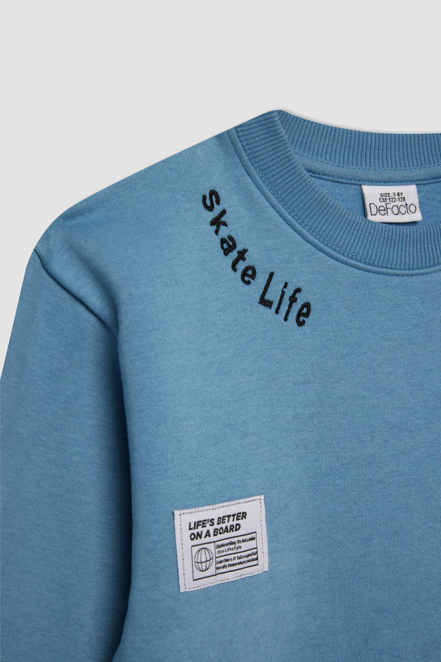 Erkek Çocuk Bisiklet Yaka Baskılı Sweatshirt