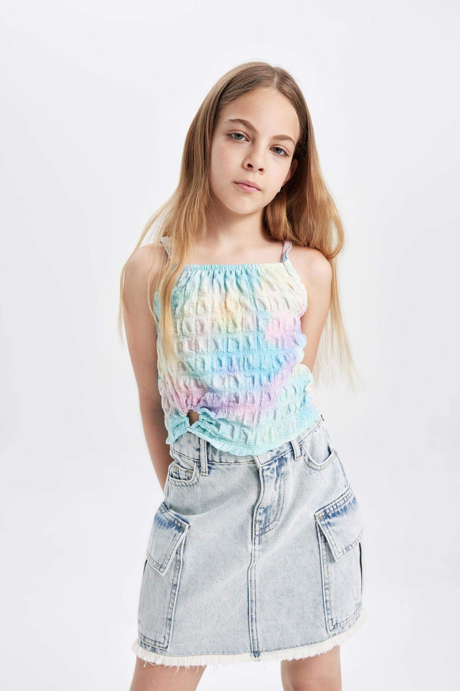 Girl Ruffle Collar Colorful T-Shirt