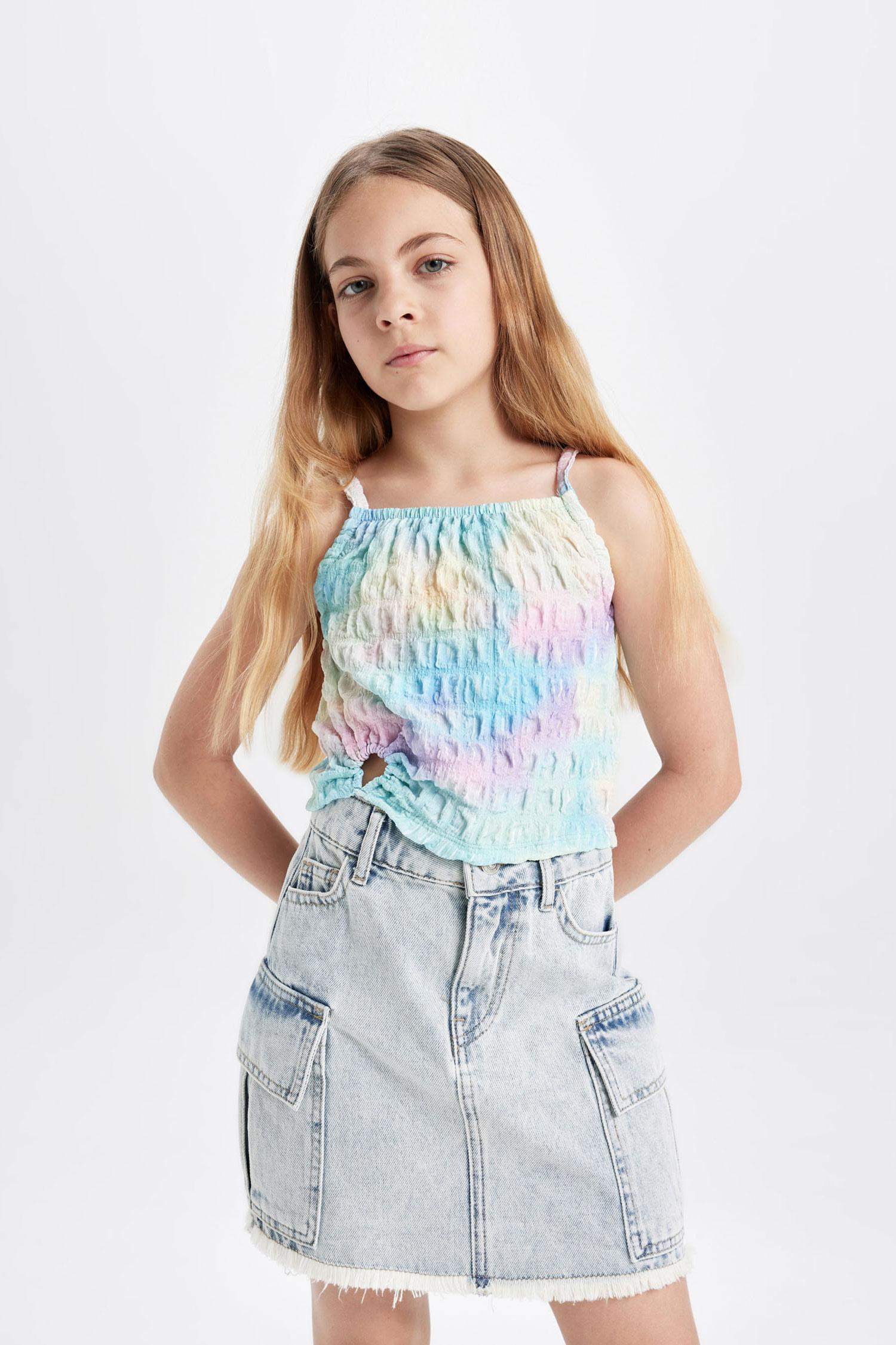 Girl Ruffle Collar Colorful T-Shirt