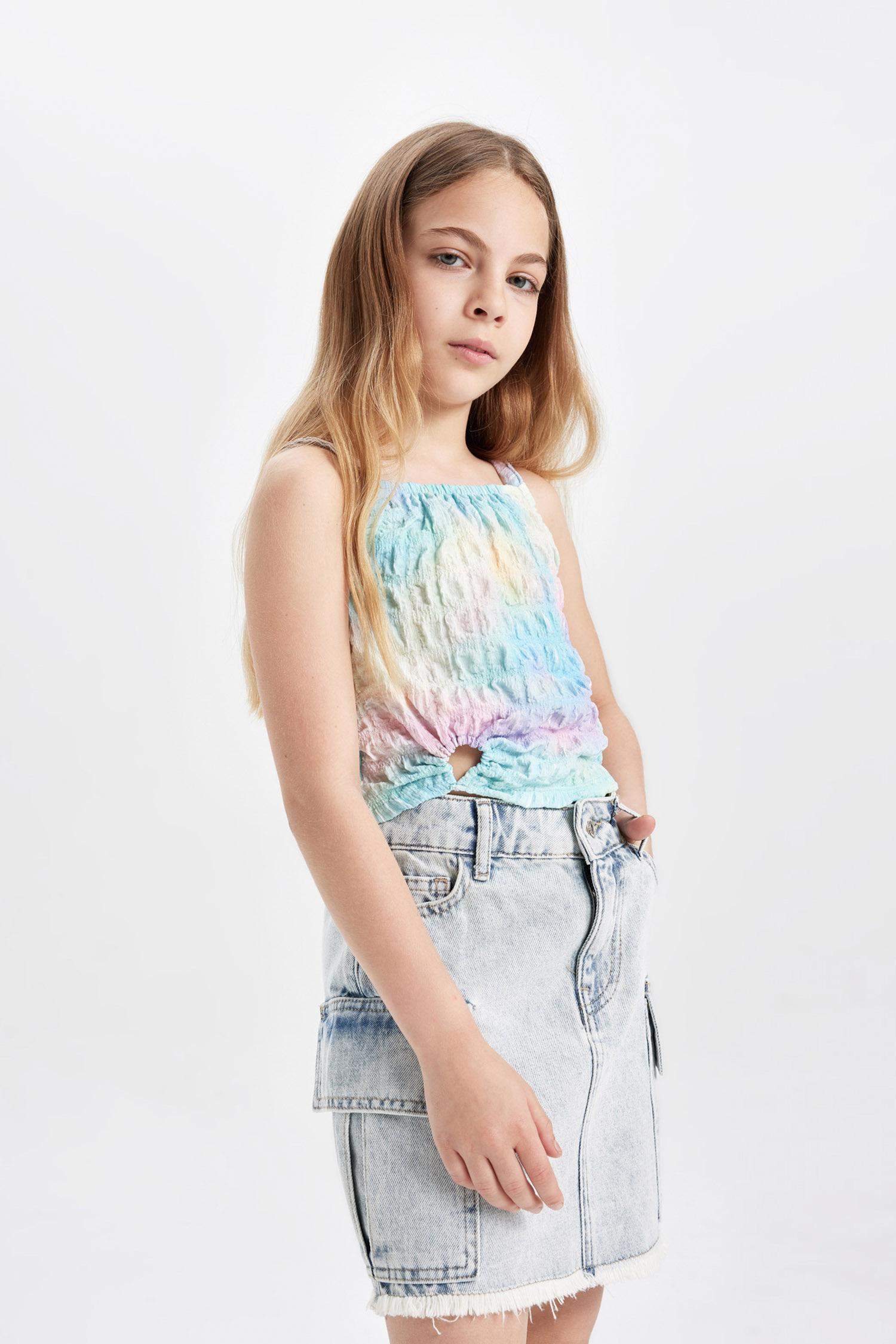 Girl Ruffle Collar Colorful T-Shirt