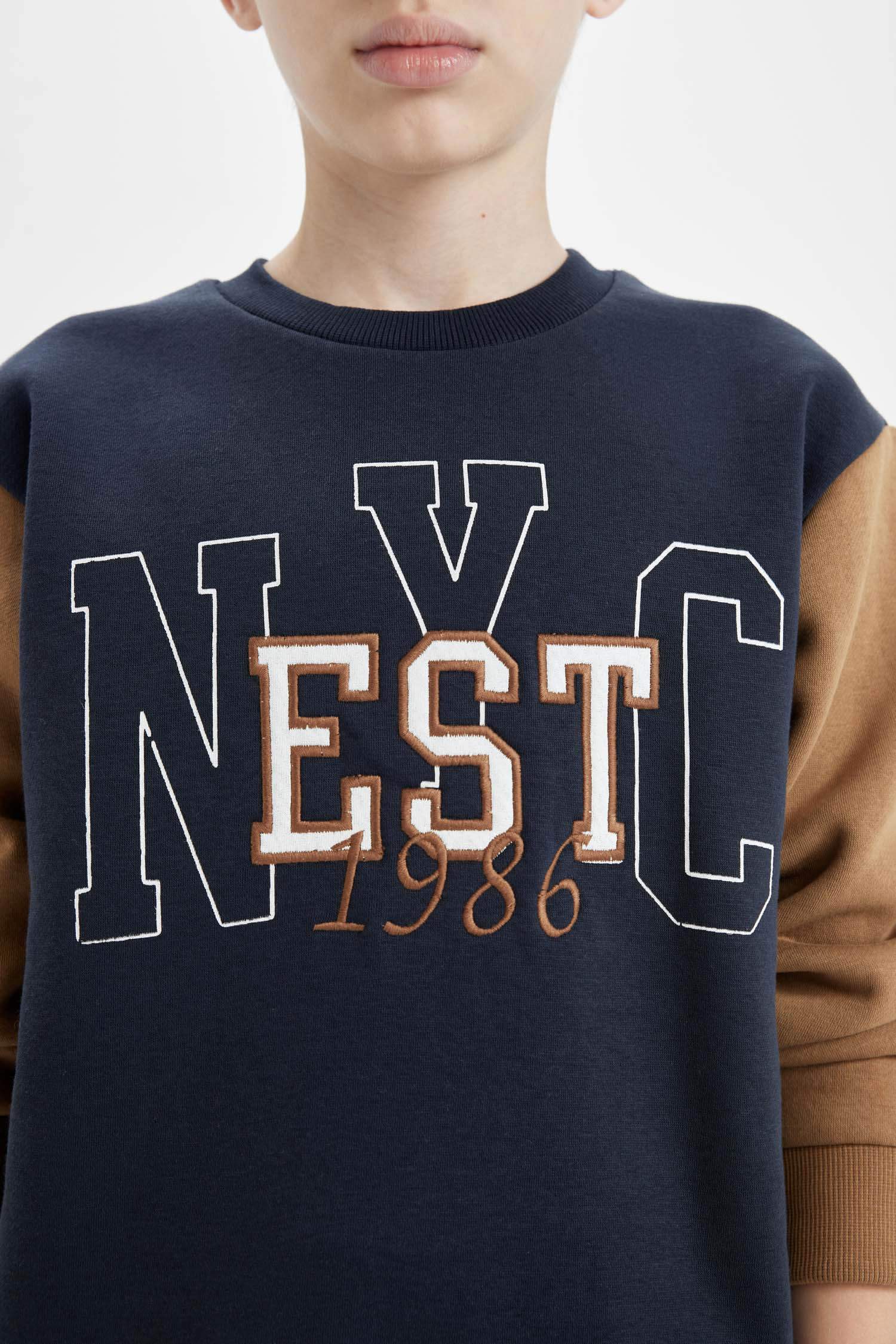 Erkek Çocuk Bisiklet Yaka Baskılı Sweatshirt