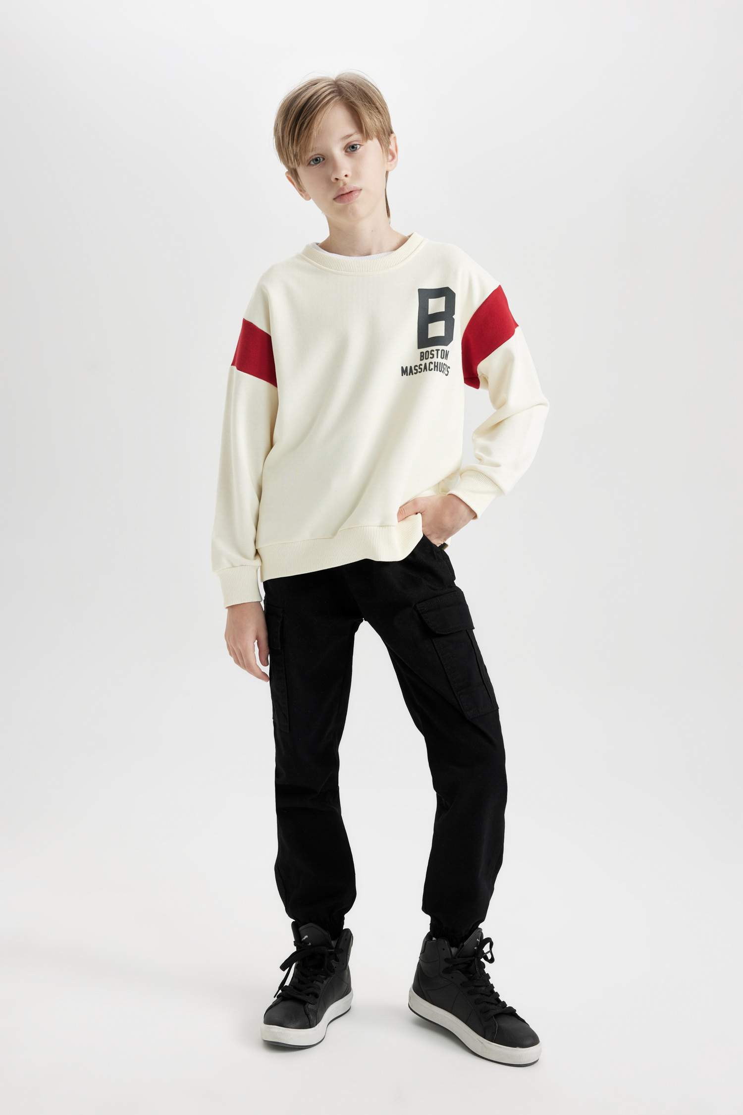 Boy Crew Neck Printed Thick Sweatshirt