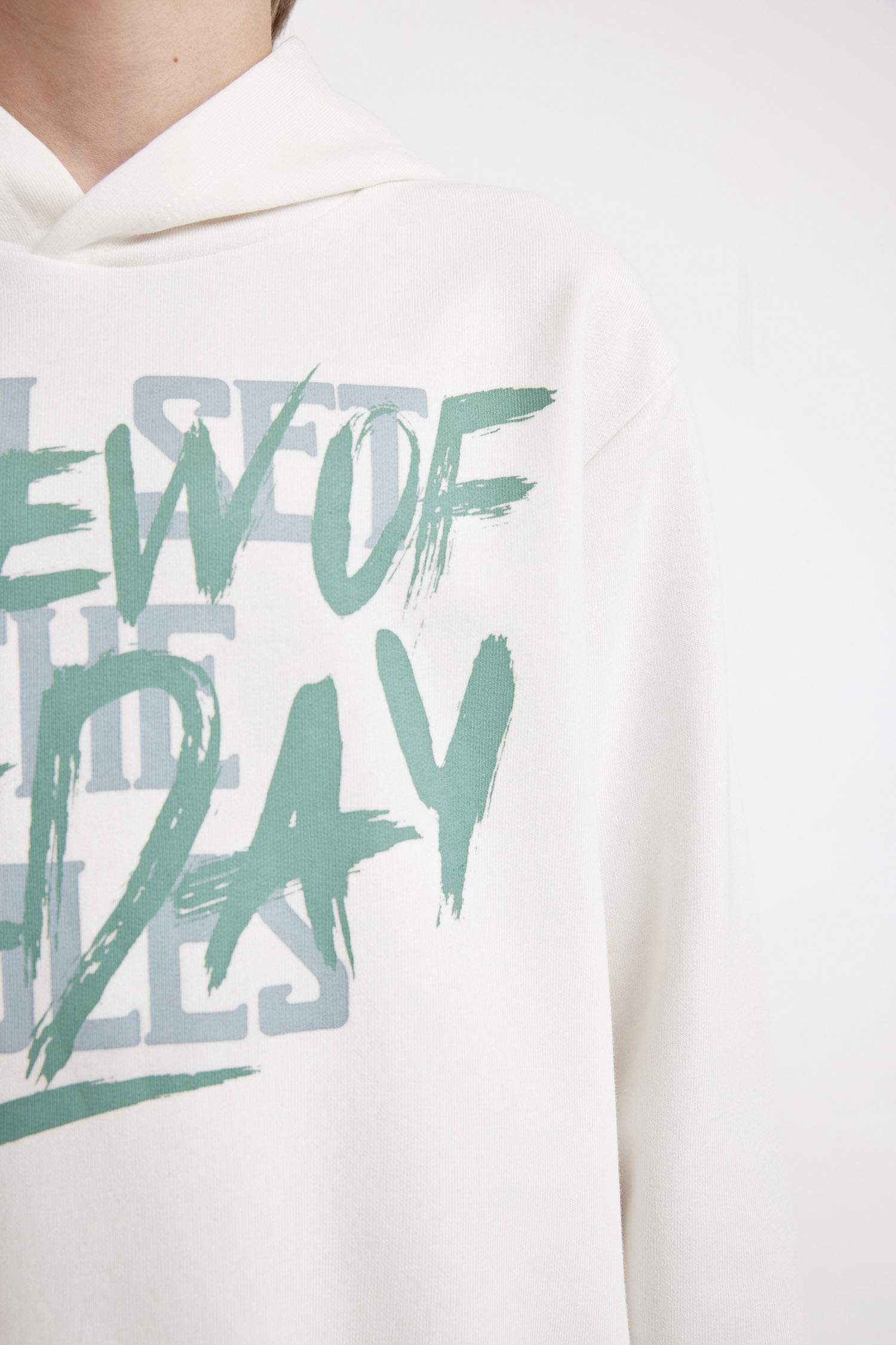 Erkek Çocuk Baskılı Kapüşonlu Sweatshirt