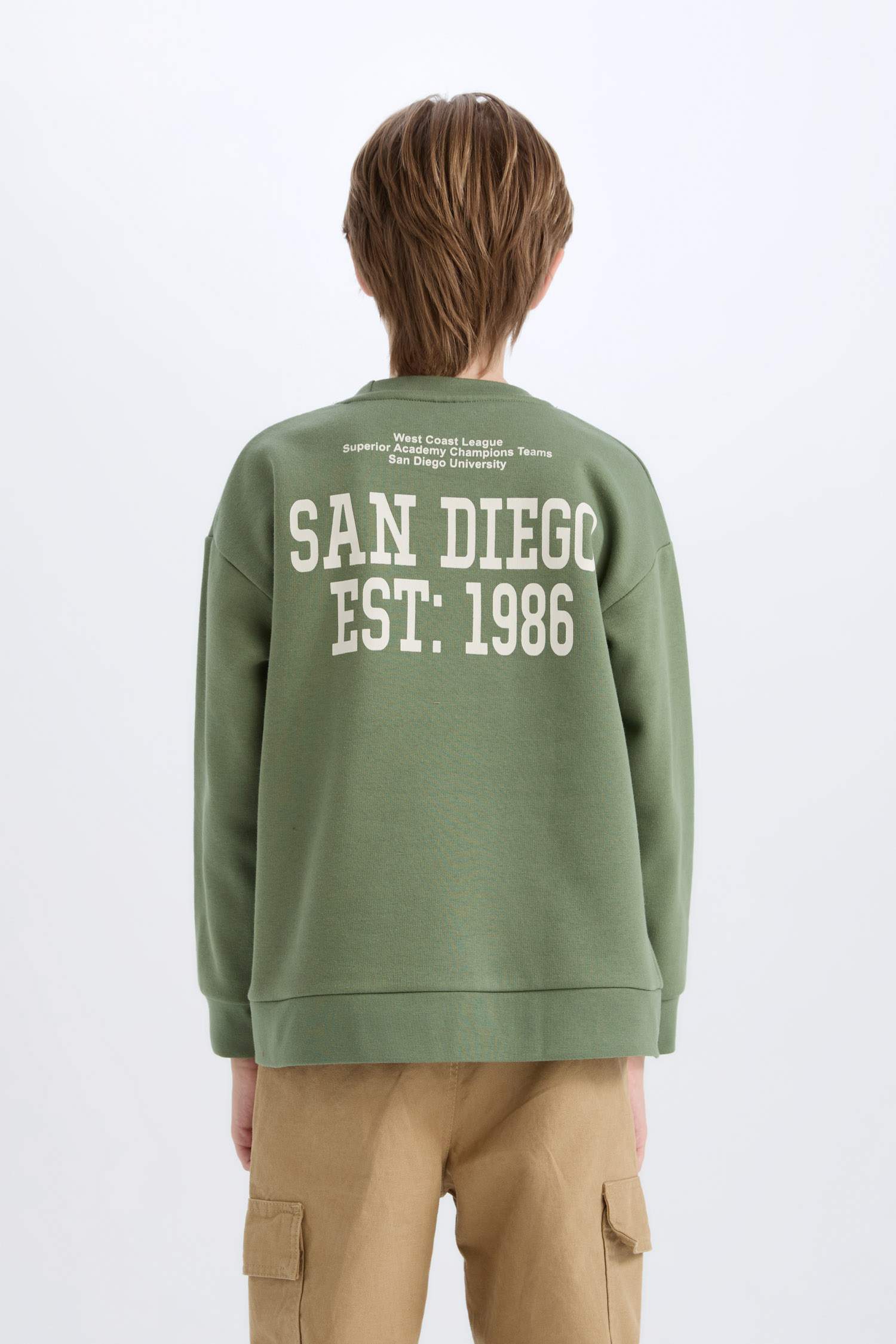 Erkek Çocuk Oversize Geniş Kalıp Bisiklet Yaka Sırt Baskılı Sweatshirt