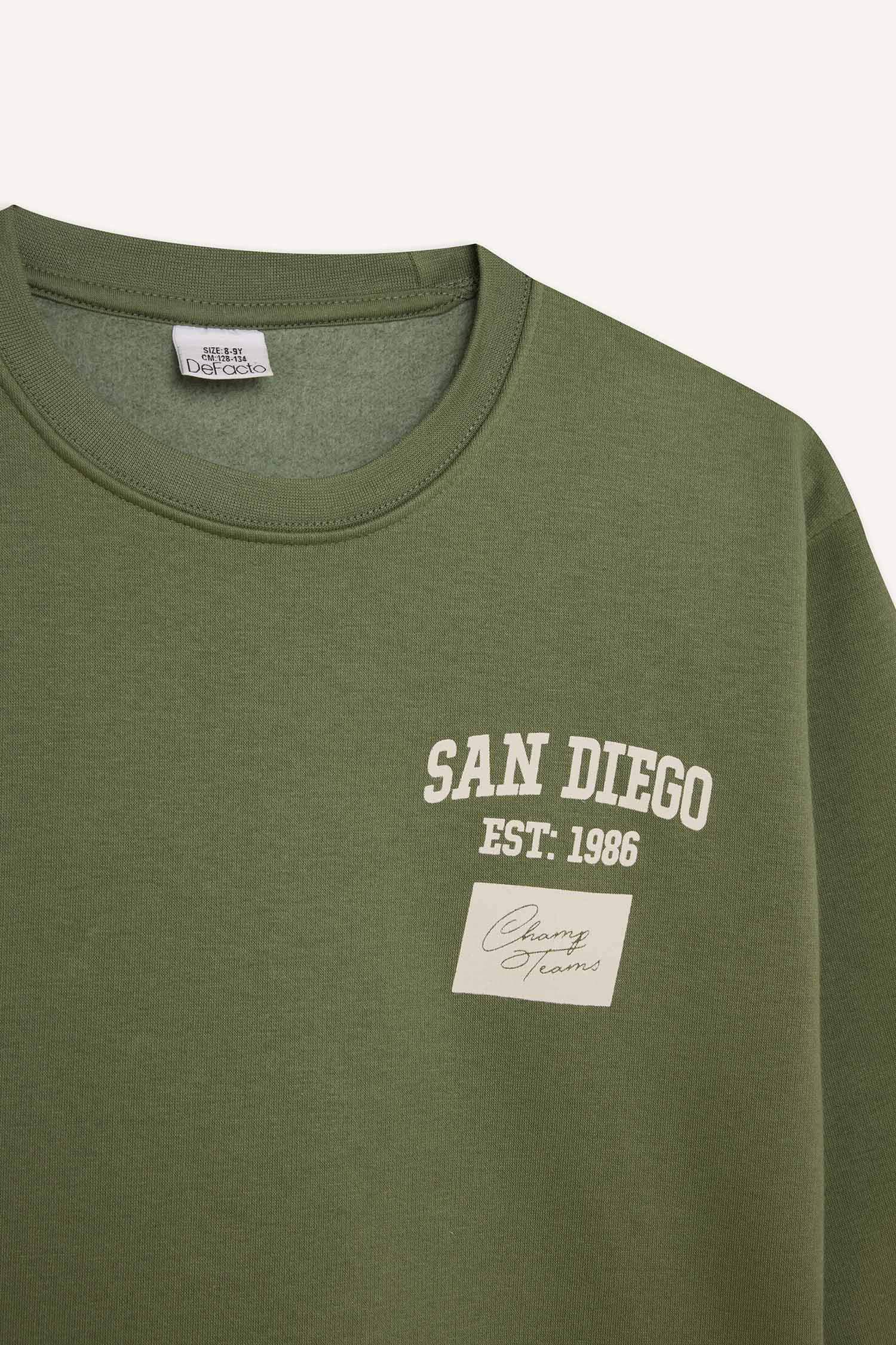 Erkek Çocuk Oversize Geniş Kalıp Bisiklet Yaka Sırt Baskılı Sweatshirt