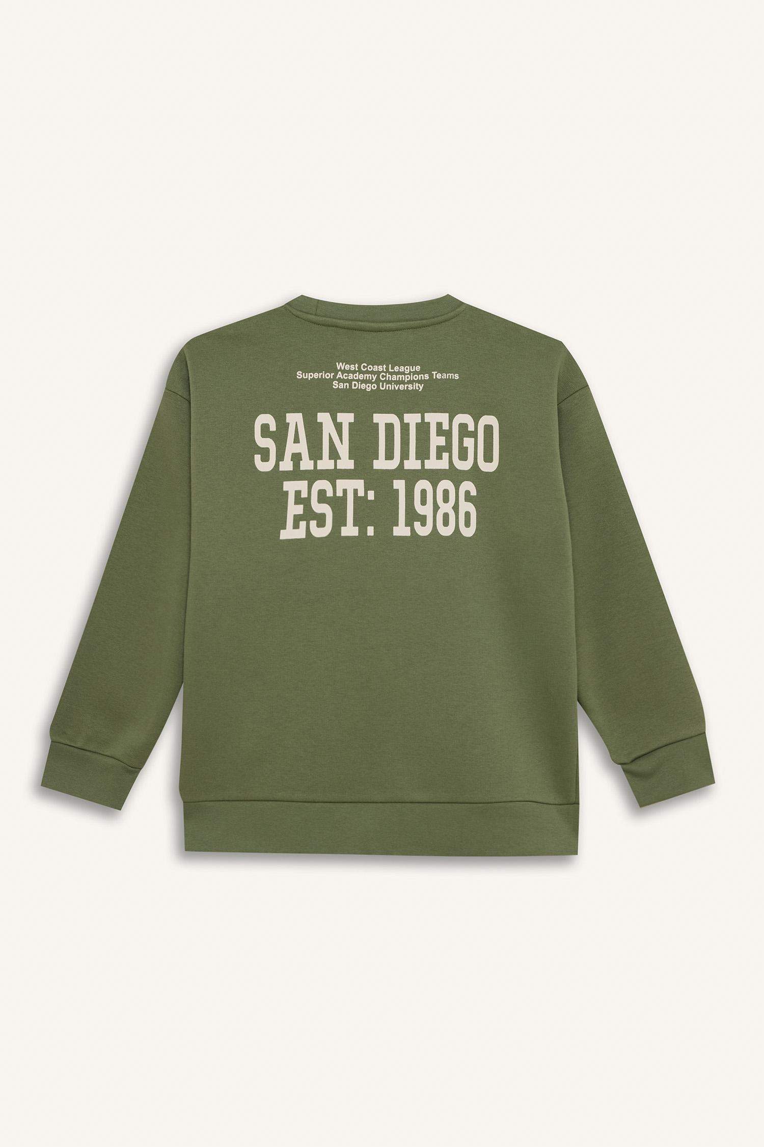 Erkek Çocuk Oversize Geniş Kalıp Bisiklet Yaka Sırt Baskılı Sweatshirt