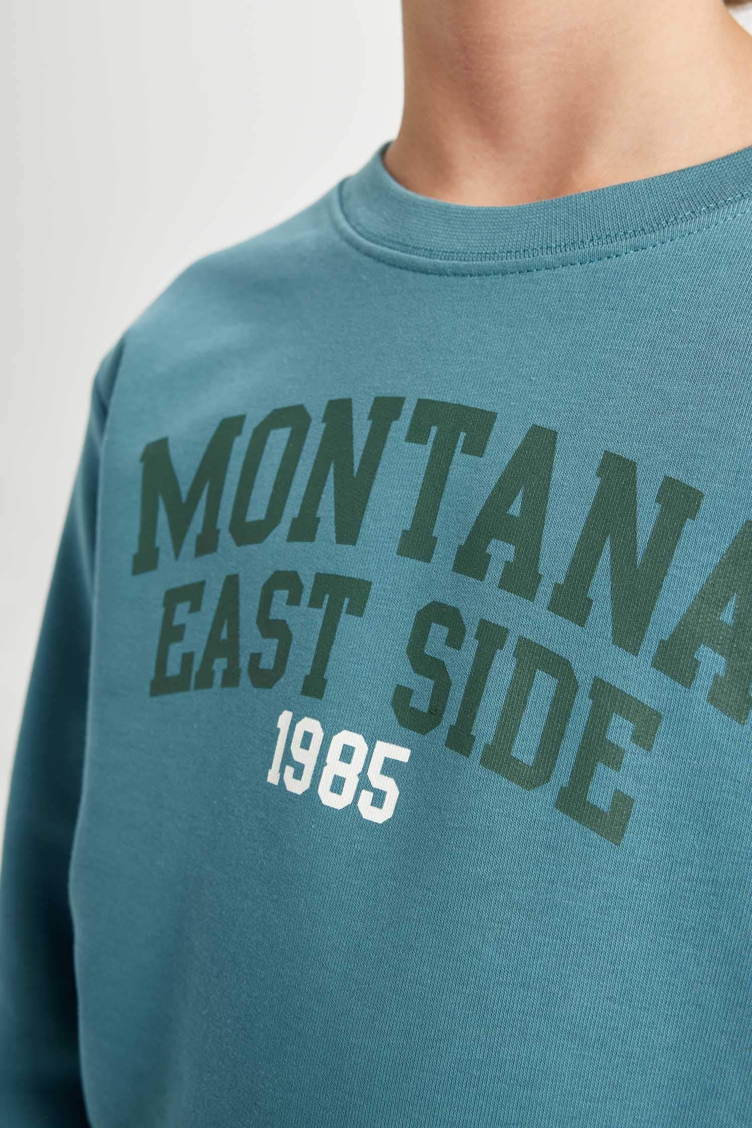 Erkek Çocuk Bisiklet Yaka Baskılı Sweatshirt