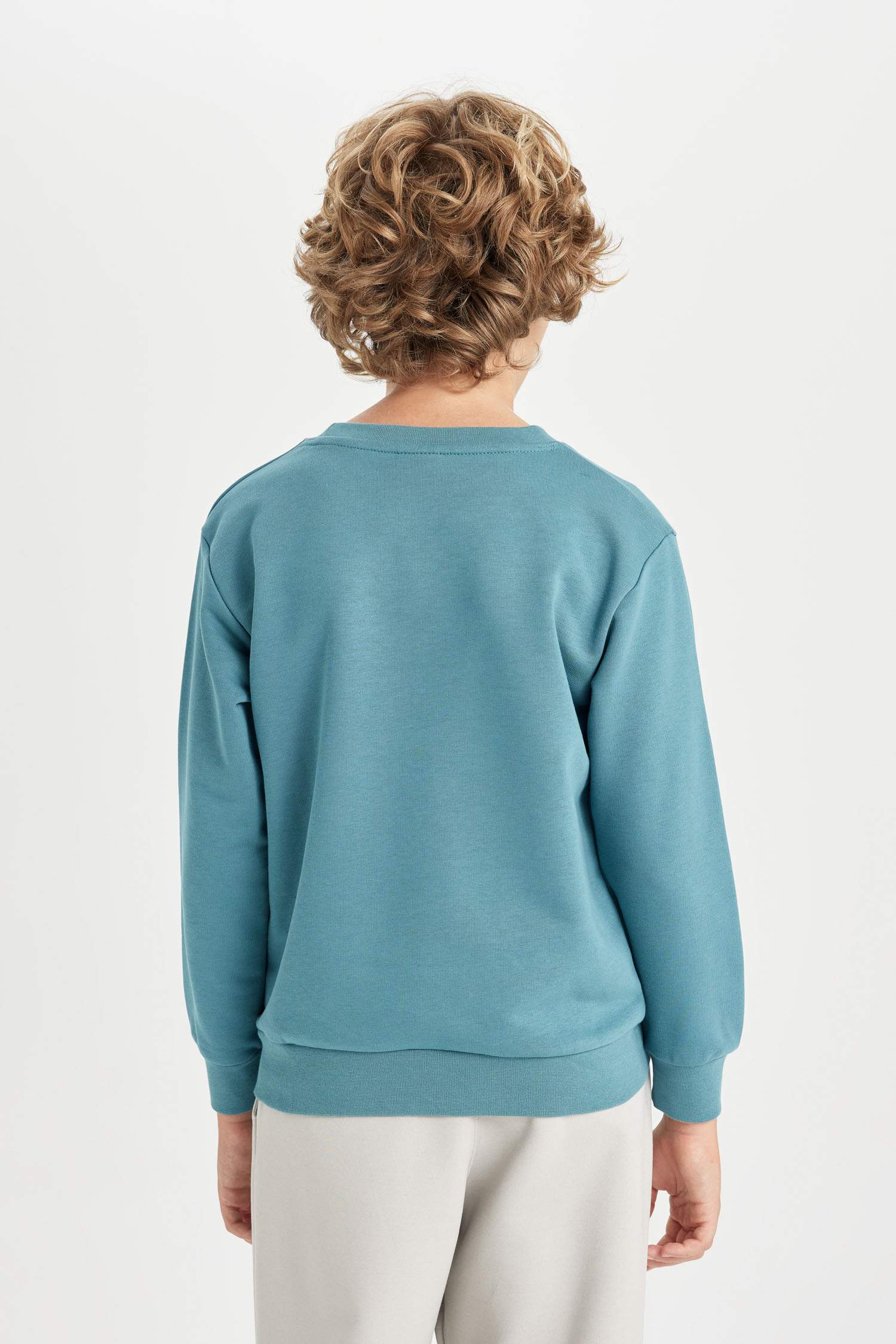 Erkek Çocuk Bisiklet Yaka Baskılı Sweatshirt