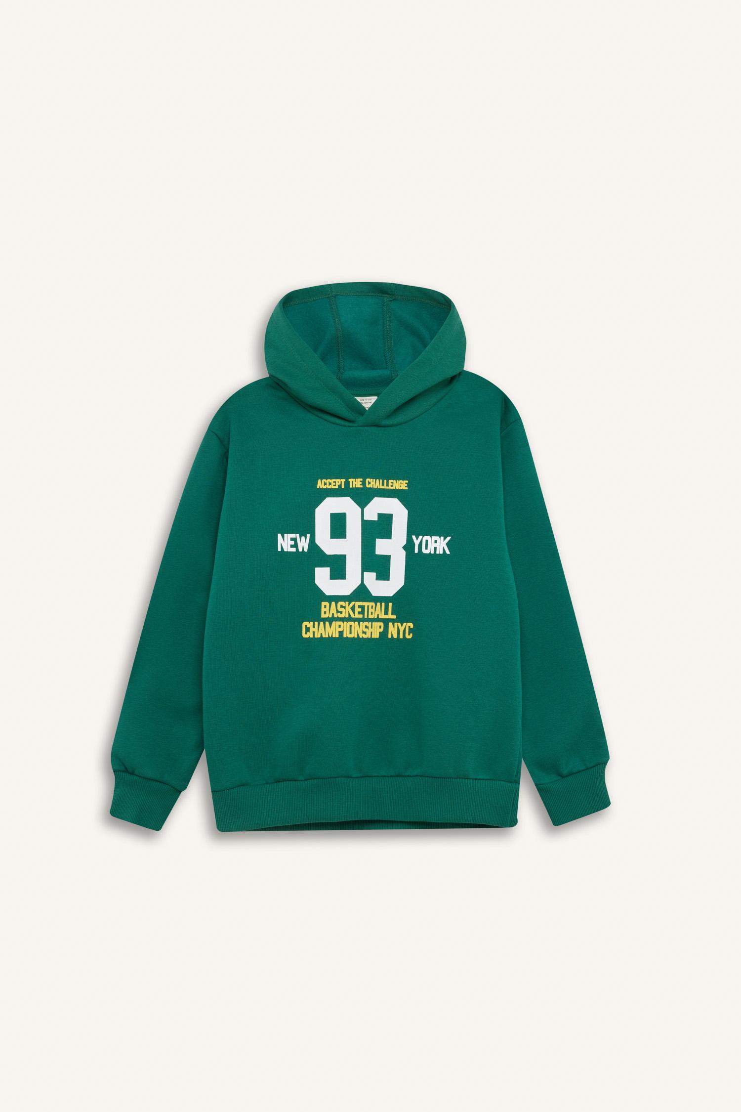 Erkek Çocuk Kapüşonlu Baskılı Sweatshirt