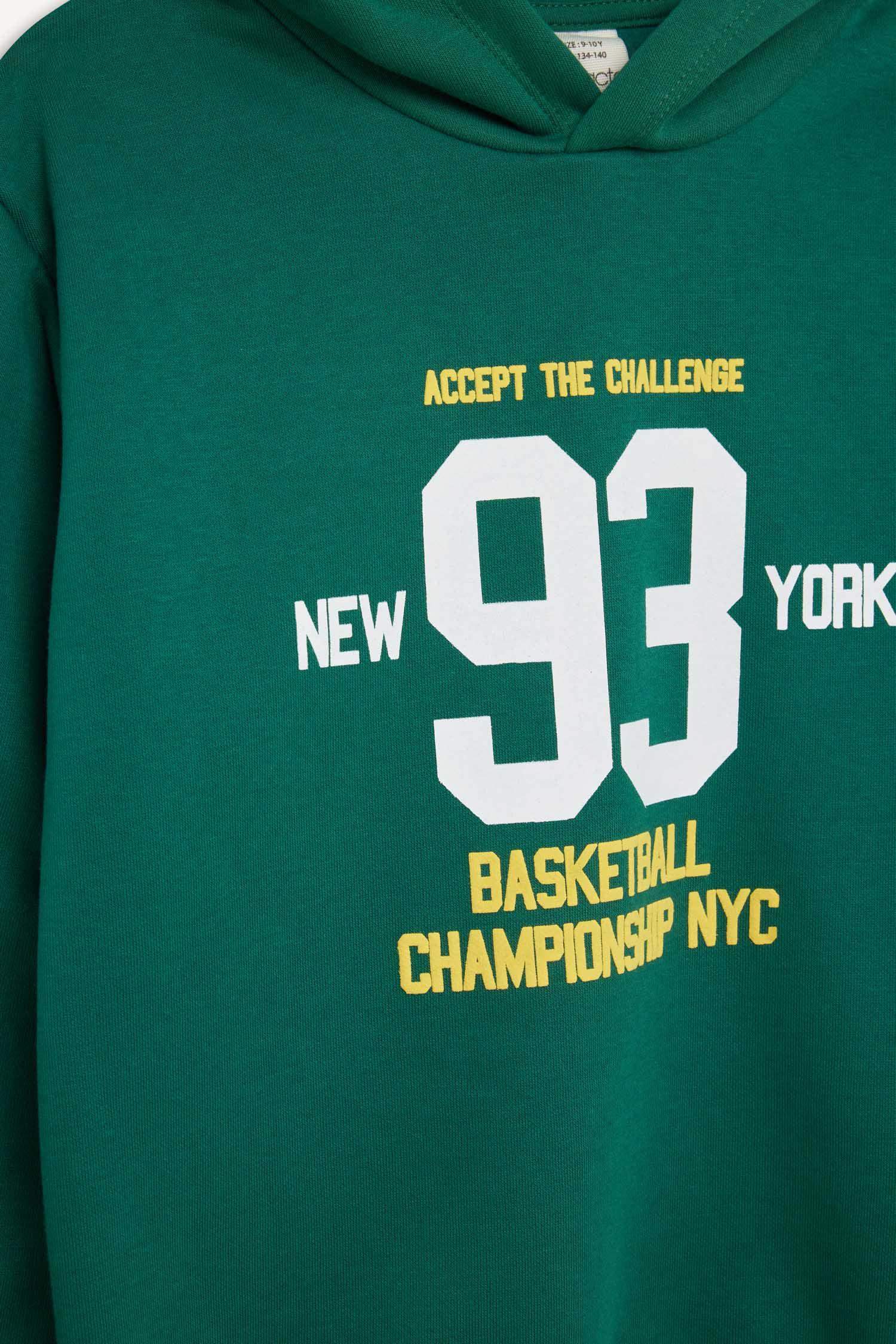 Erkek Çocuk Kapüşonlu Baskılı Sweatshirt