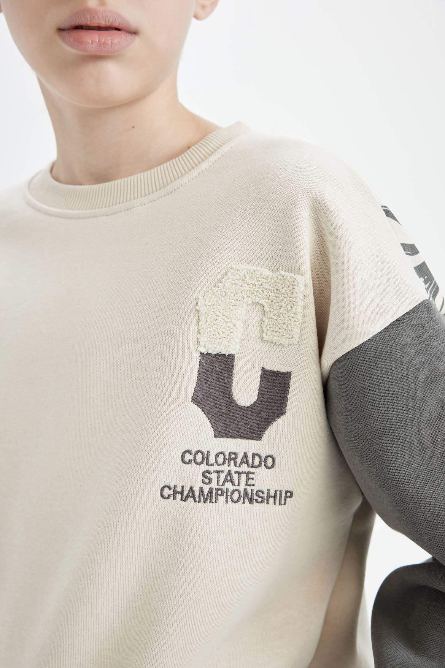 Erkek Çocuk Oversize Geniş Kalıp Bisiklet Yaka Sırt Baskılı Sweatshirt