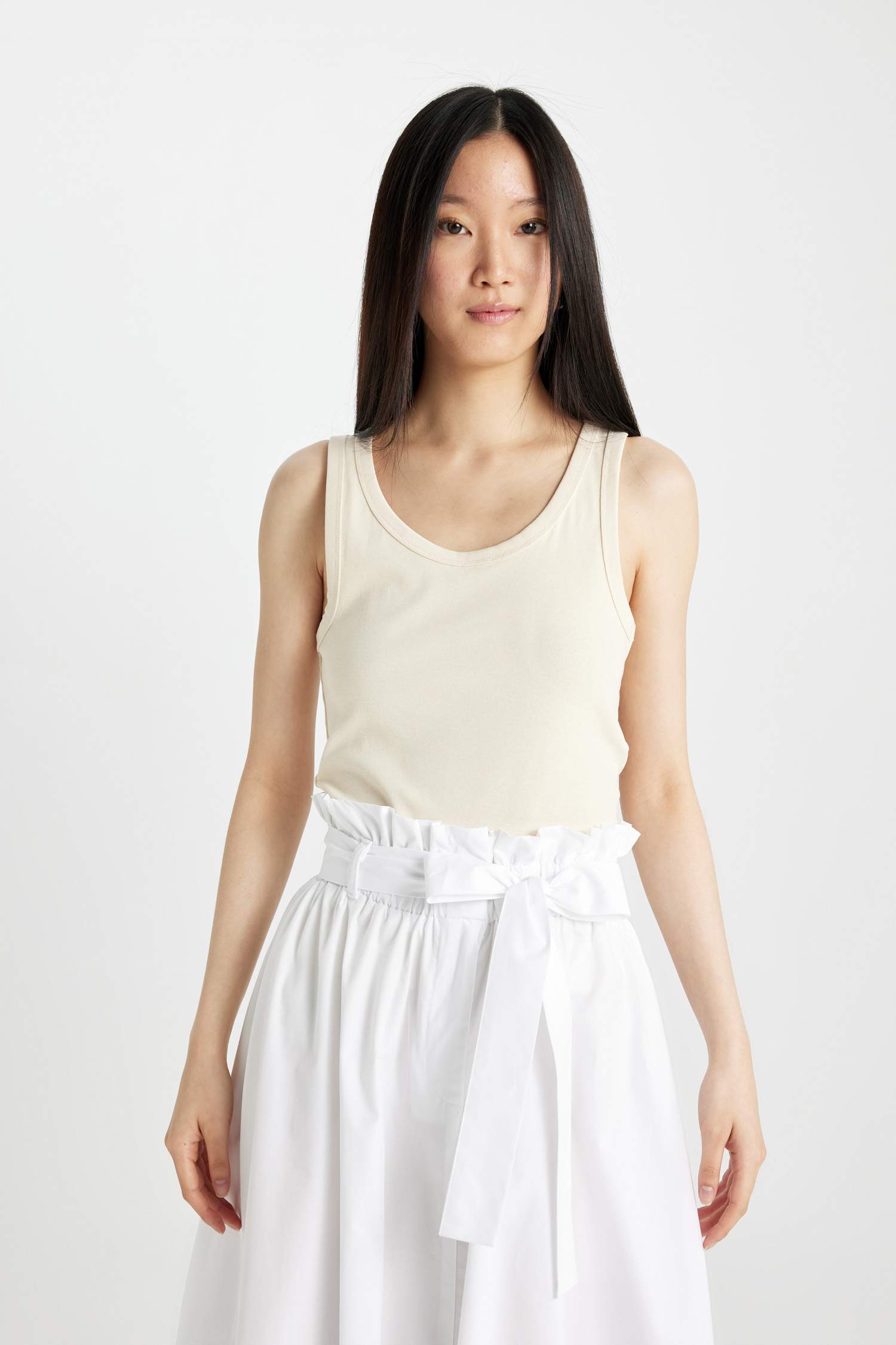 Slim Fit Dar Kesim U Yaka Ribana Atlet