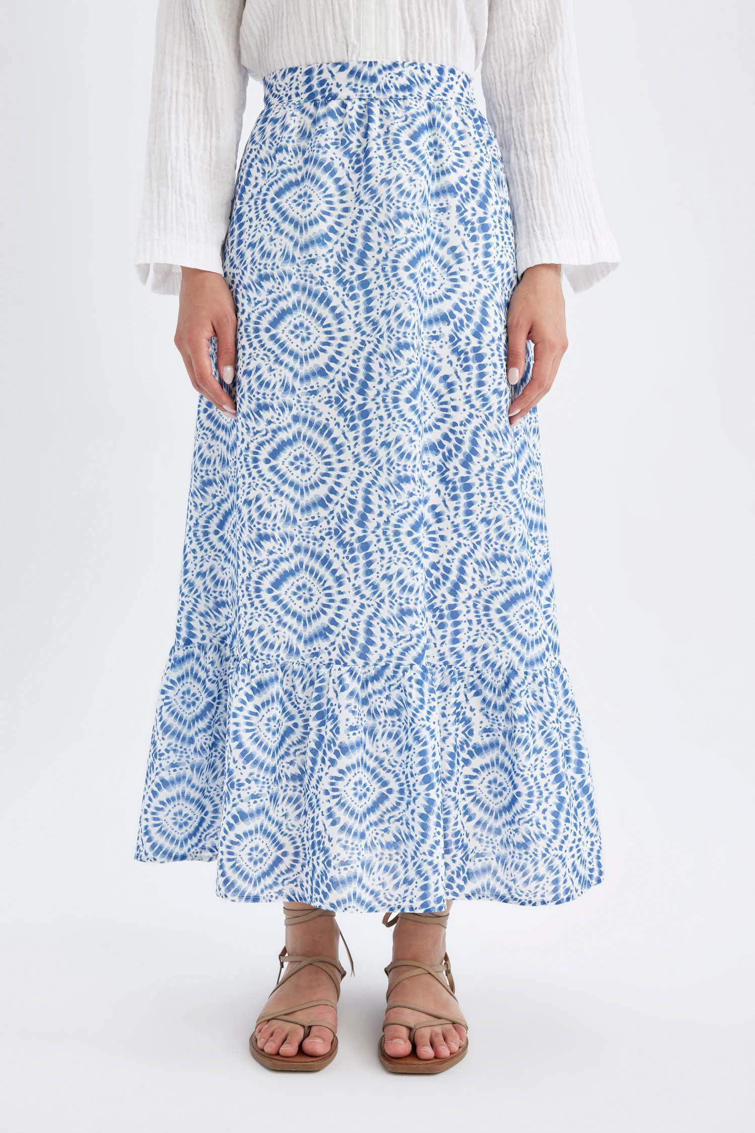 A Cut Printed Voile Maxi Skirt