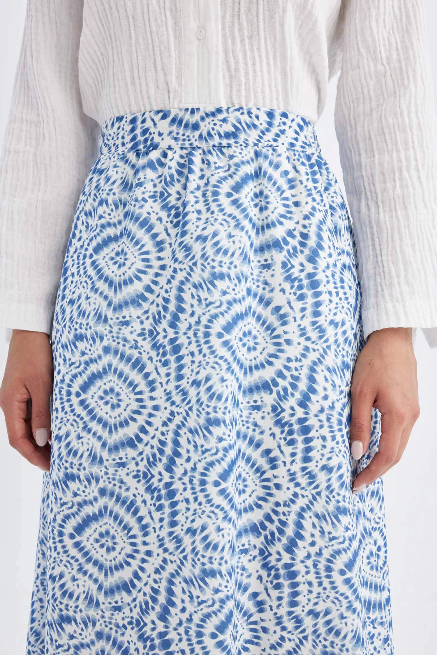 A Cut Printed Voile Maxi Skirt