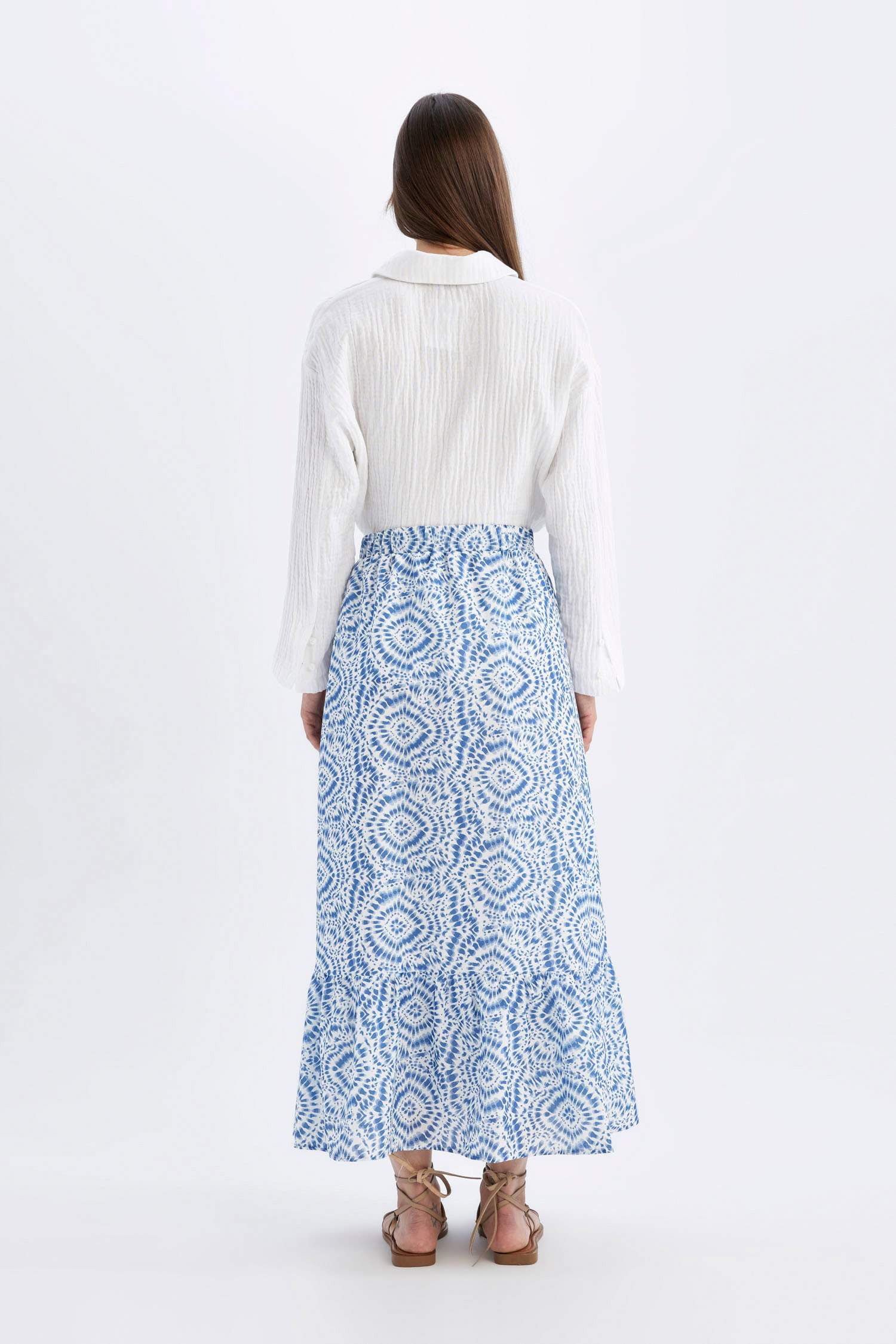 A Cut Printed Voile Maxi Skirt