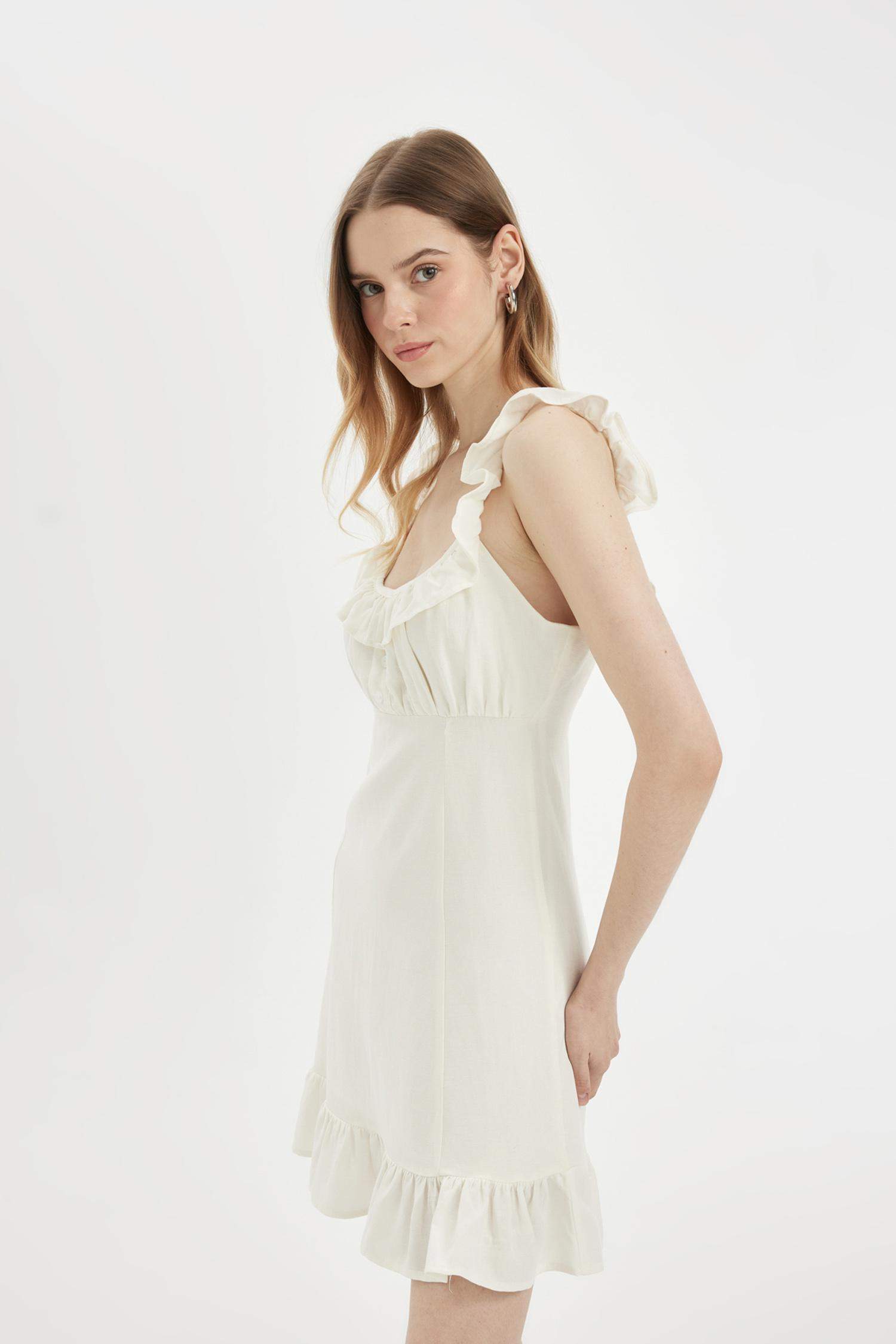A-Line Linen Strap Mini Dress