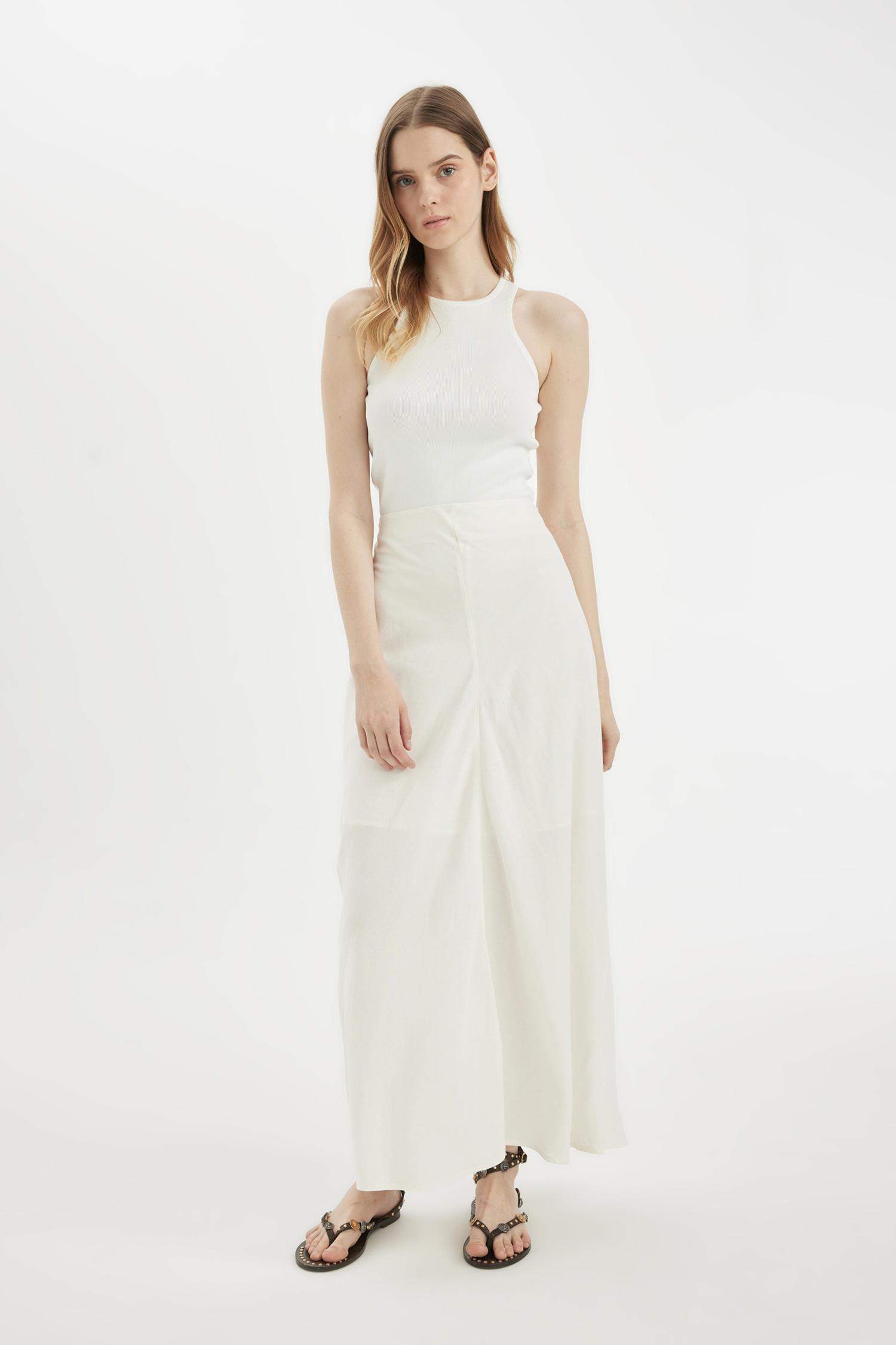 تنورة طويلة كتان بقصة A