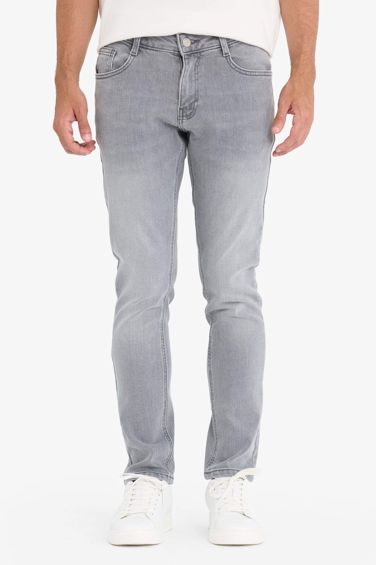 سروال جينز سليم للرجال بخصر عادي و جيوب