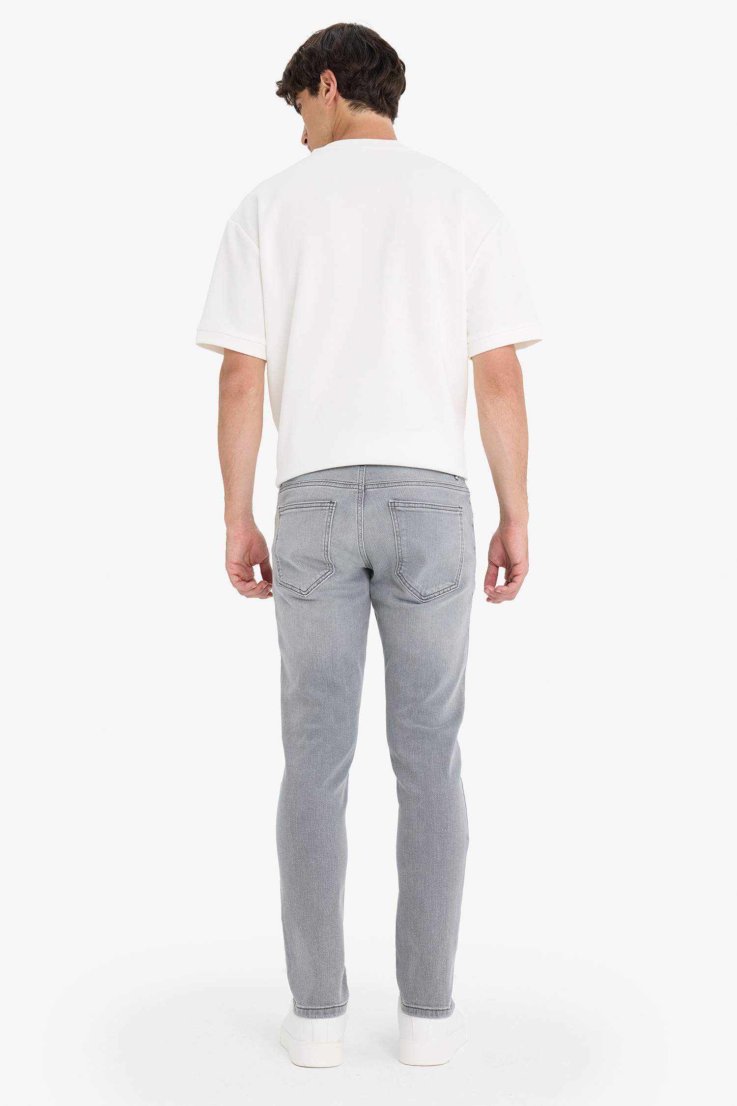 سروال جينز سليم للرجال بخصر عادي و جيوب