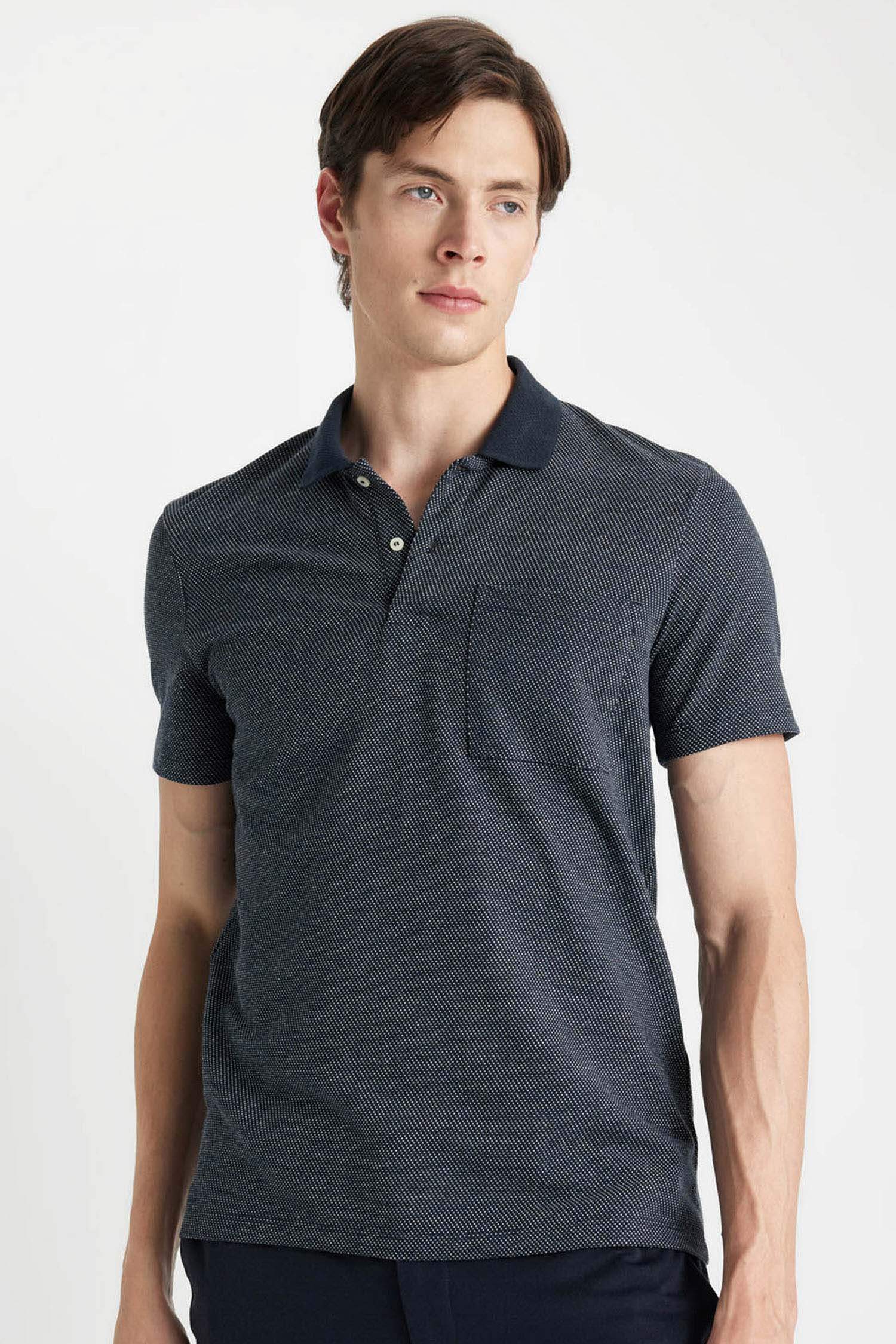 Slim Fit Dar Kesim Polo Yaka Basic Düz Kısa Kollu Tişört