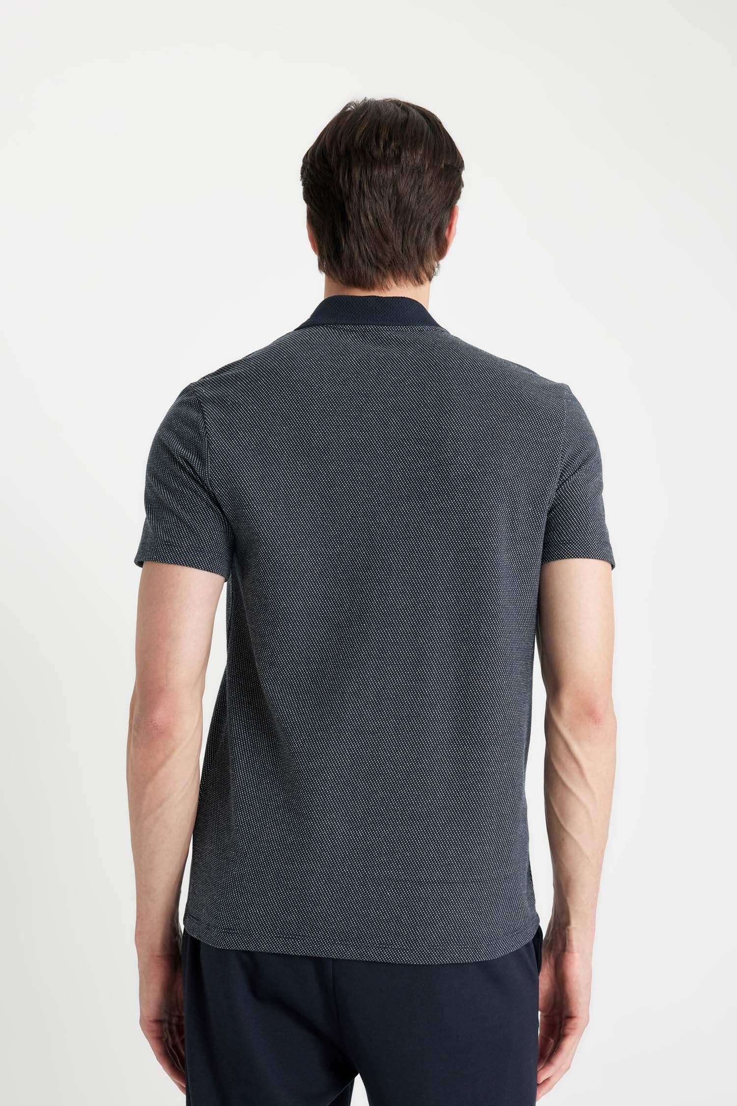 Slim Fit Dar Kesim Polo Yaka Basic Düz Kısa Kollu Tişört