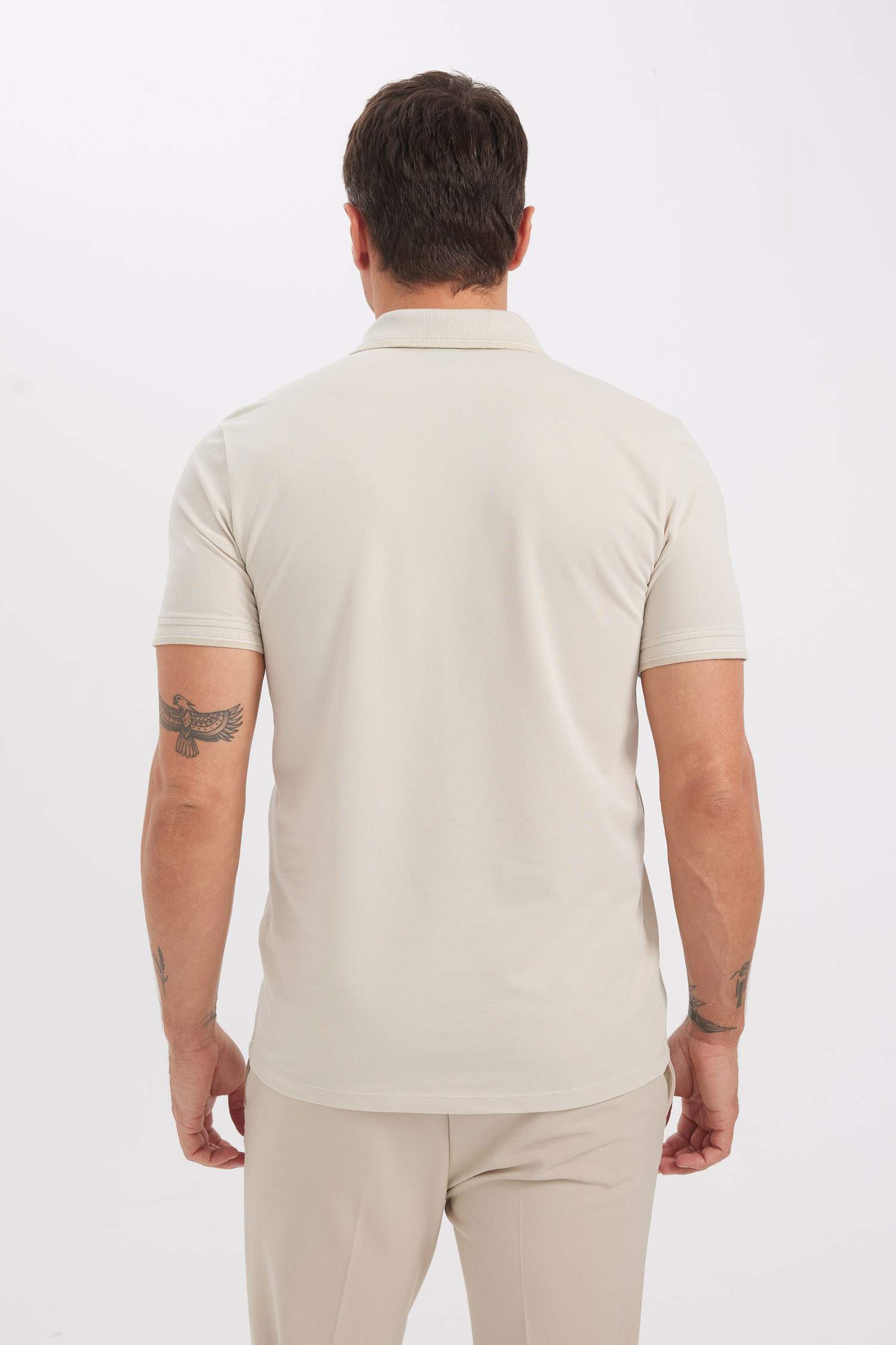 Slim Fit Dar Kesim Polo Yaka Kısa Kollu Pamuklu Tişört