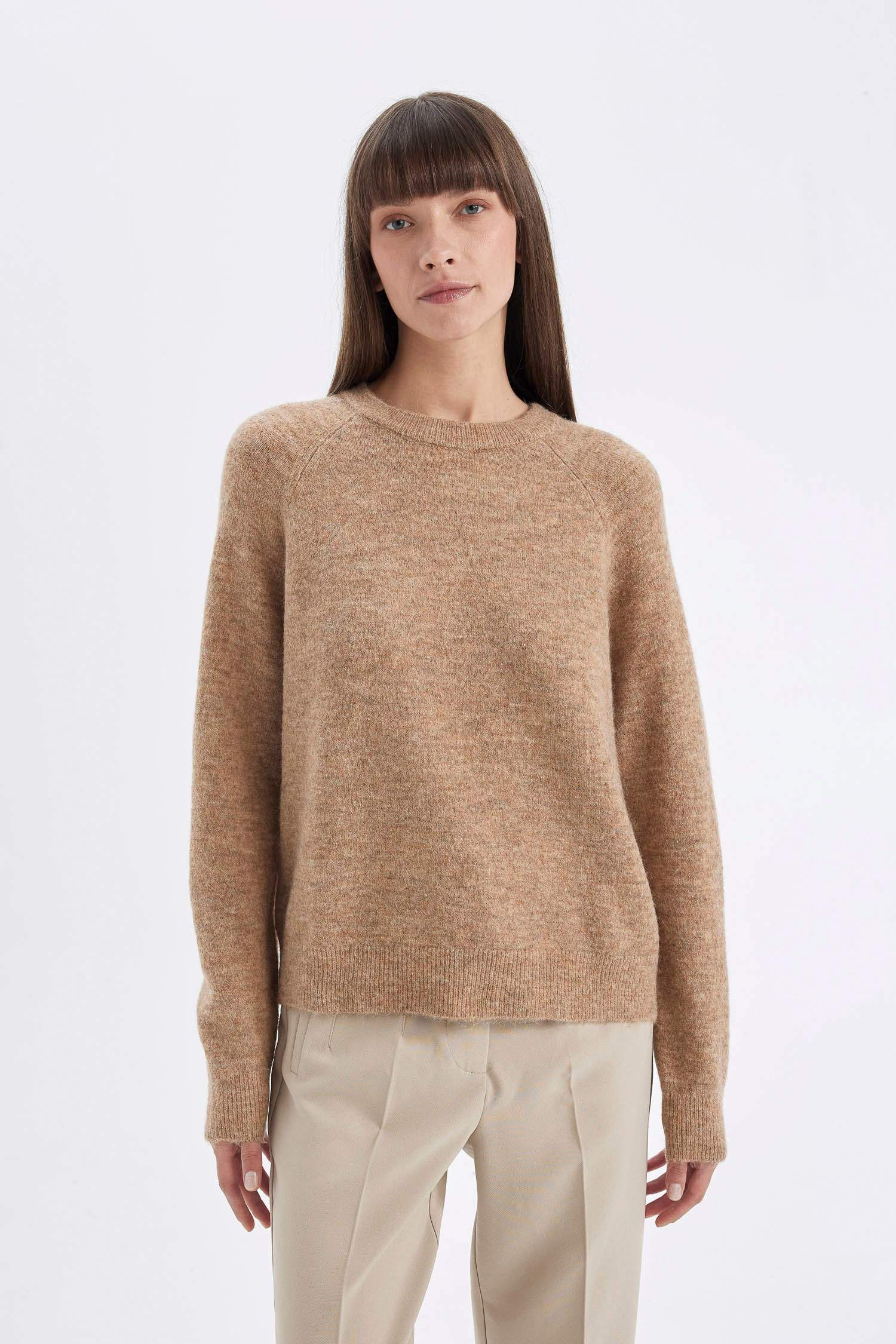 қалыпты пішім дөңгелек жаға Пулловер