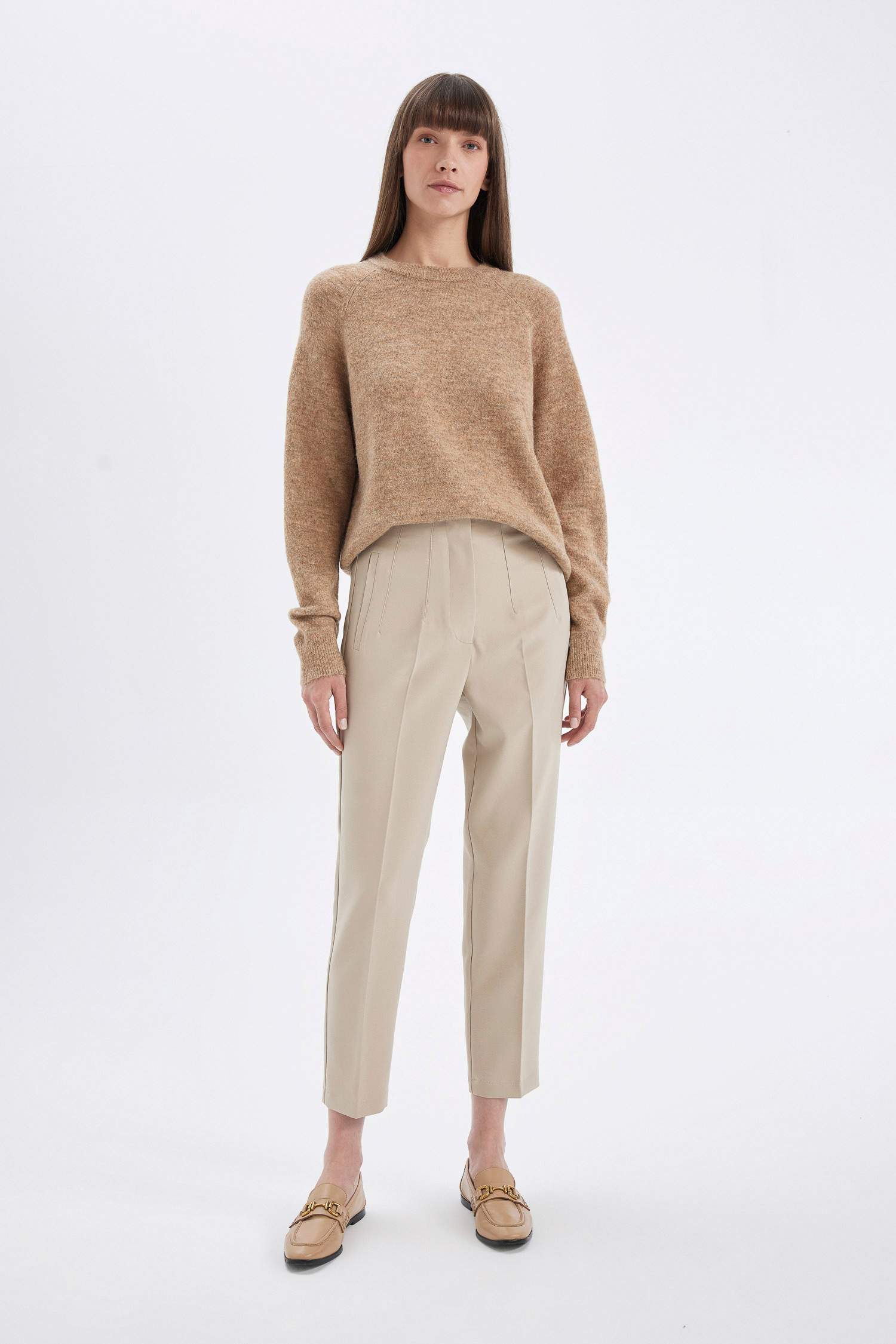 қалыпты пішім дөңгелек жаға Пулловер