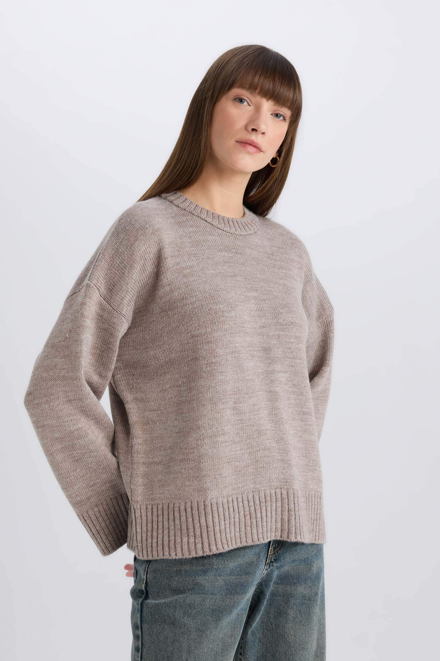 Pull tricot oversize basique à col rond