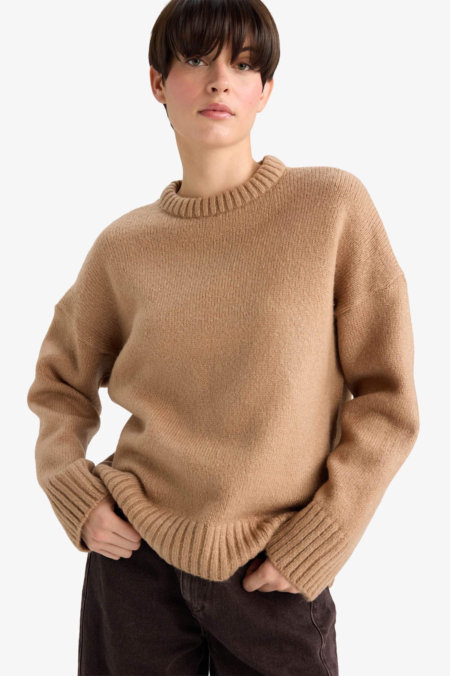 Oversize Fit Crew Neck Knitwear Pullover