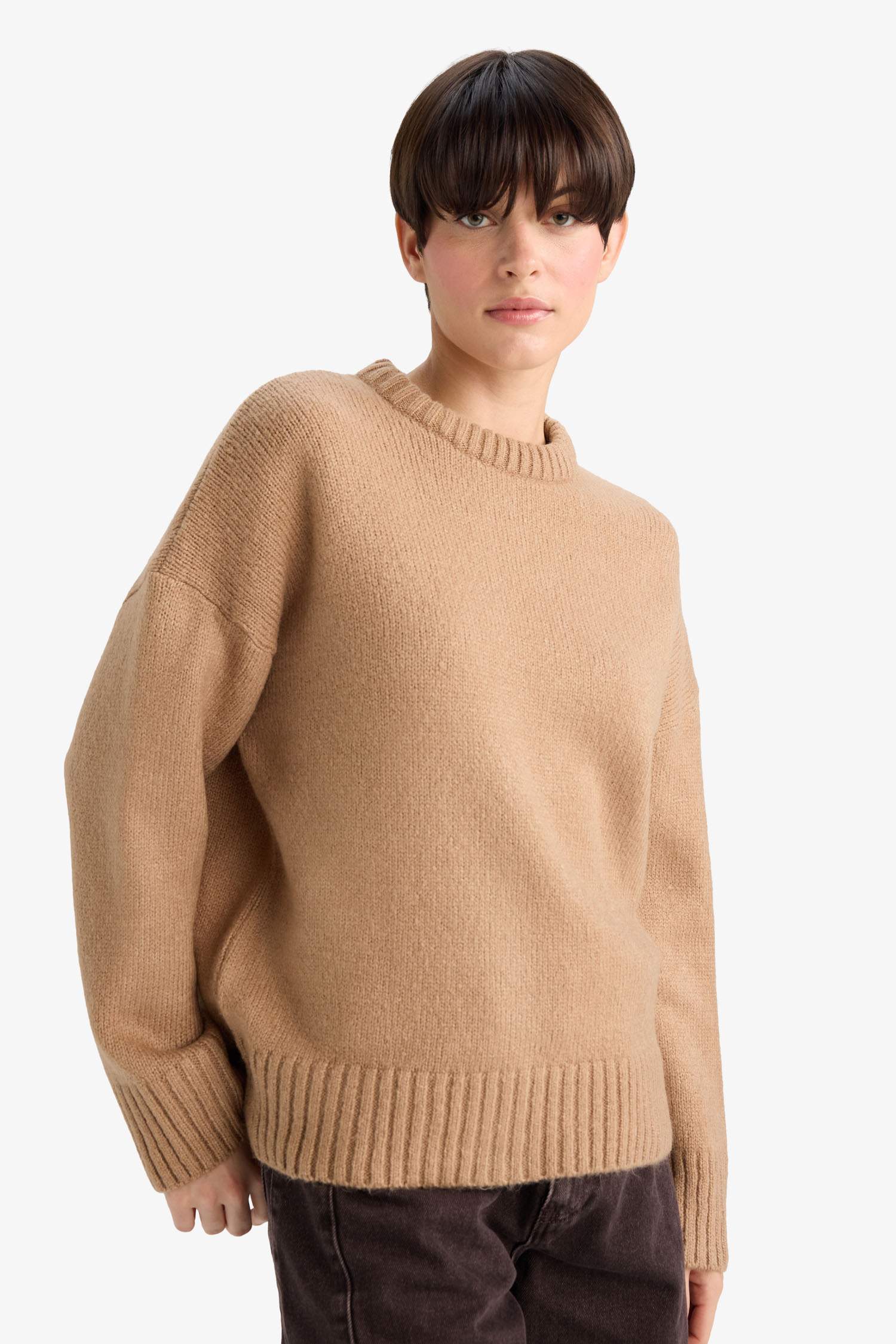 Oversize Fit Crew Neck Knitwear Pullover