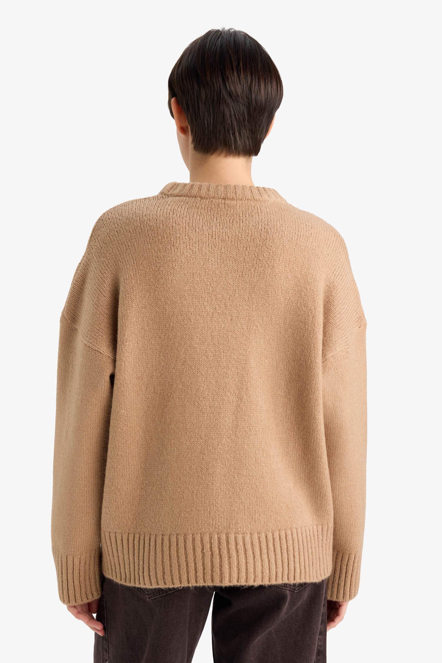 Oversize Fit Crew Neck Knitwear Pullover